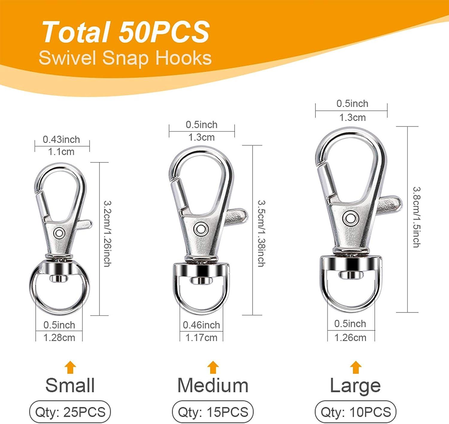 100PCS Swivel Snap Hooks with Key Rings, Premium Metal Swivel