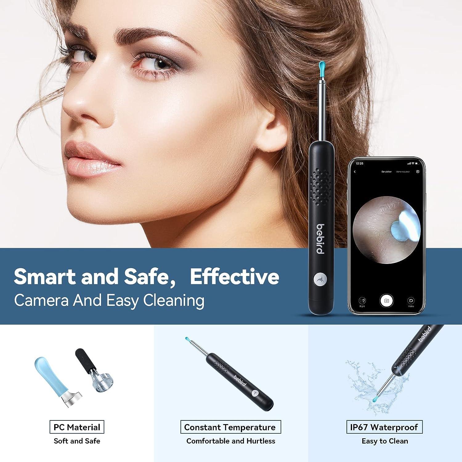 Ear Wax Removal Tool Camera - R1 Upgraded Anti-fall Off Eartips Ear Cleaner  With Camera, Wireless Otoscope With 1080p Hd Waterproof Ear Camera, Earwax