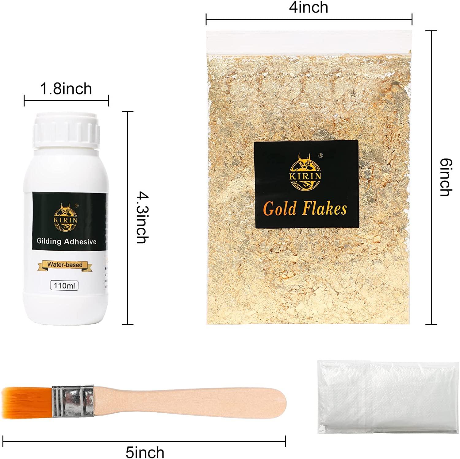 Gilding Adhesive Gold Foil Flakes Set, Epoxy Resin Water Based Glue for  Gold Leafing, Craft, Resin Jewelry Making, Wood Use