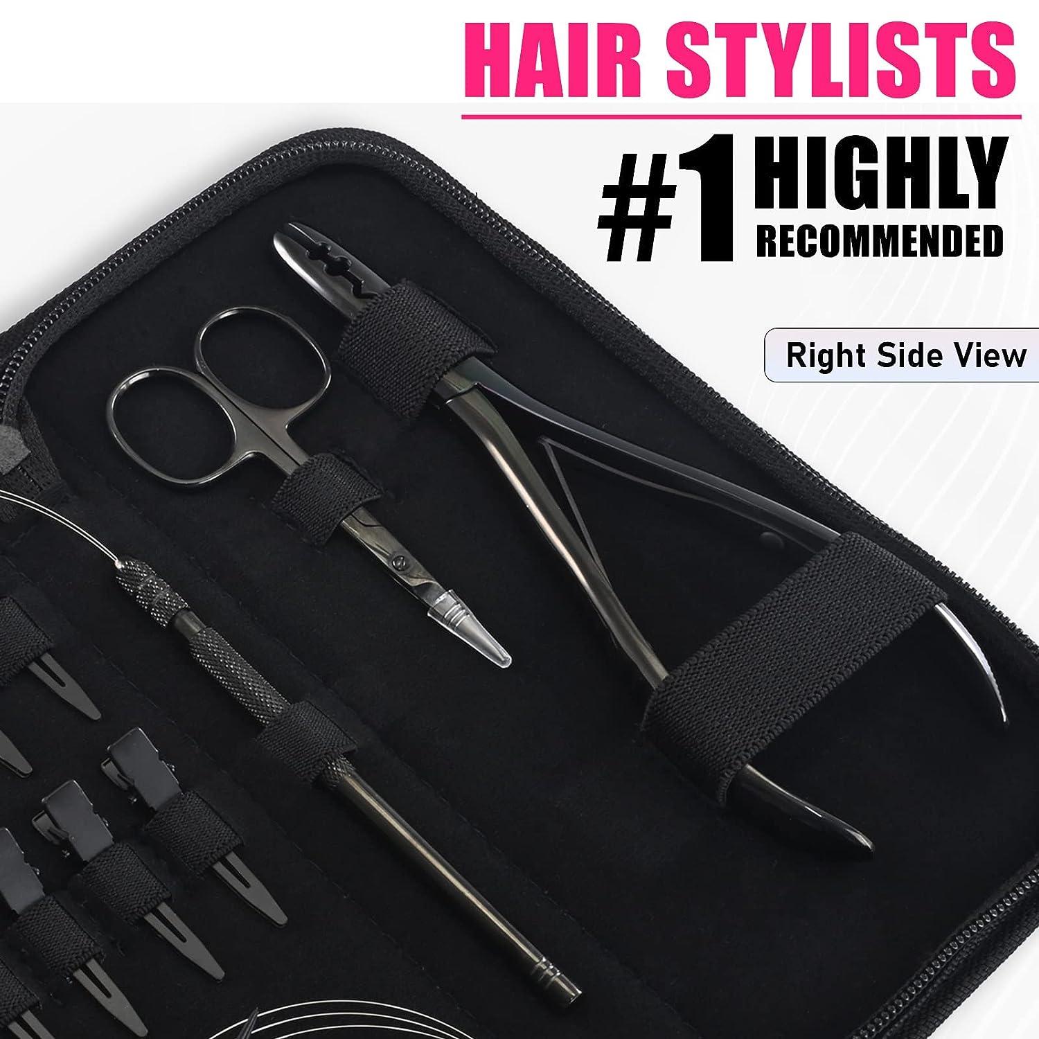 Hair Extension Beading Tool Kit Hair Extensions Micro Link Bead Closer and  Remover Pliers and Cutting Scissors Set, Link Micro Ring Loop Needle