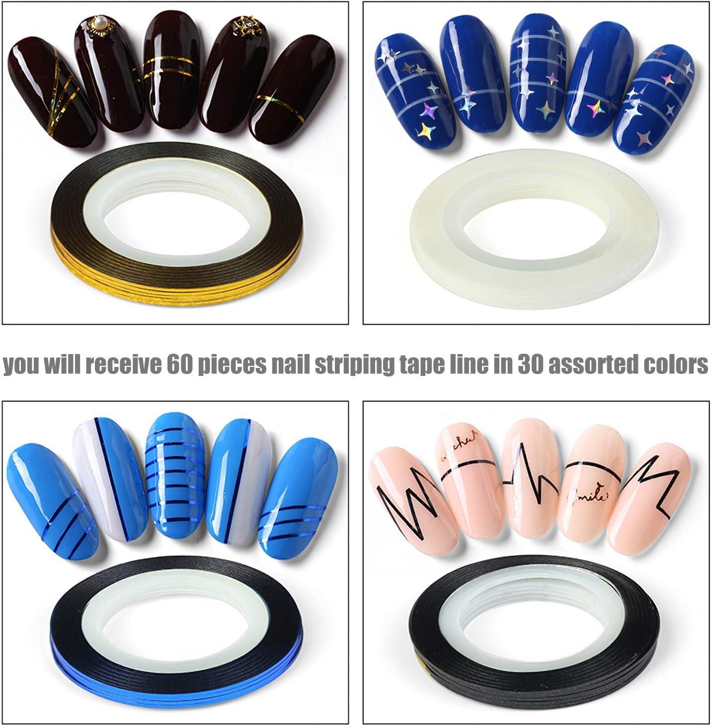 Nail Art Kit, 4 Rolls 57 Colors Striping Tape Lines & 4Pcs Tape Roller  Dispenser, 4