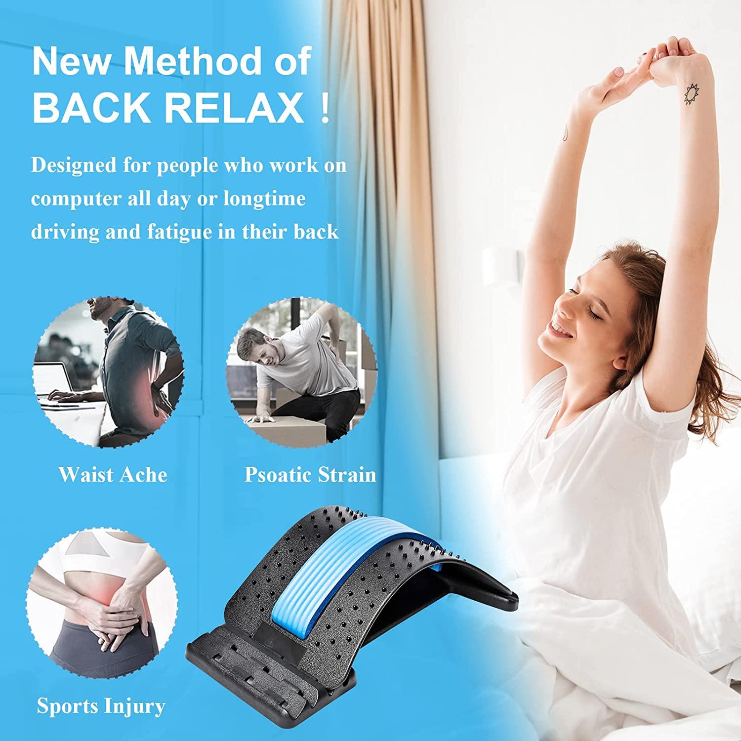 Adjustable Back Stretcher & Lumbar Support 4 Levels for Pain Relief Back Cracker Device for