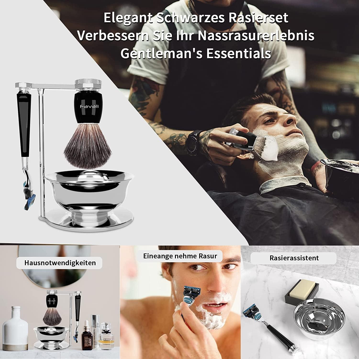 Shaving Set For Men, 3 In 1 Shaving Set Includes Shaving Brush, Razor And Brush Holder, Professional Men's Shaving Tool For Birthday, Father's Day - View #5