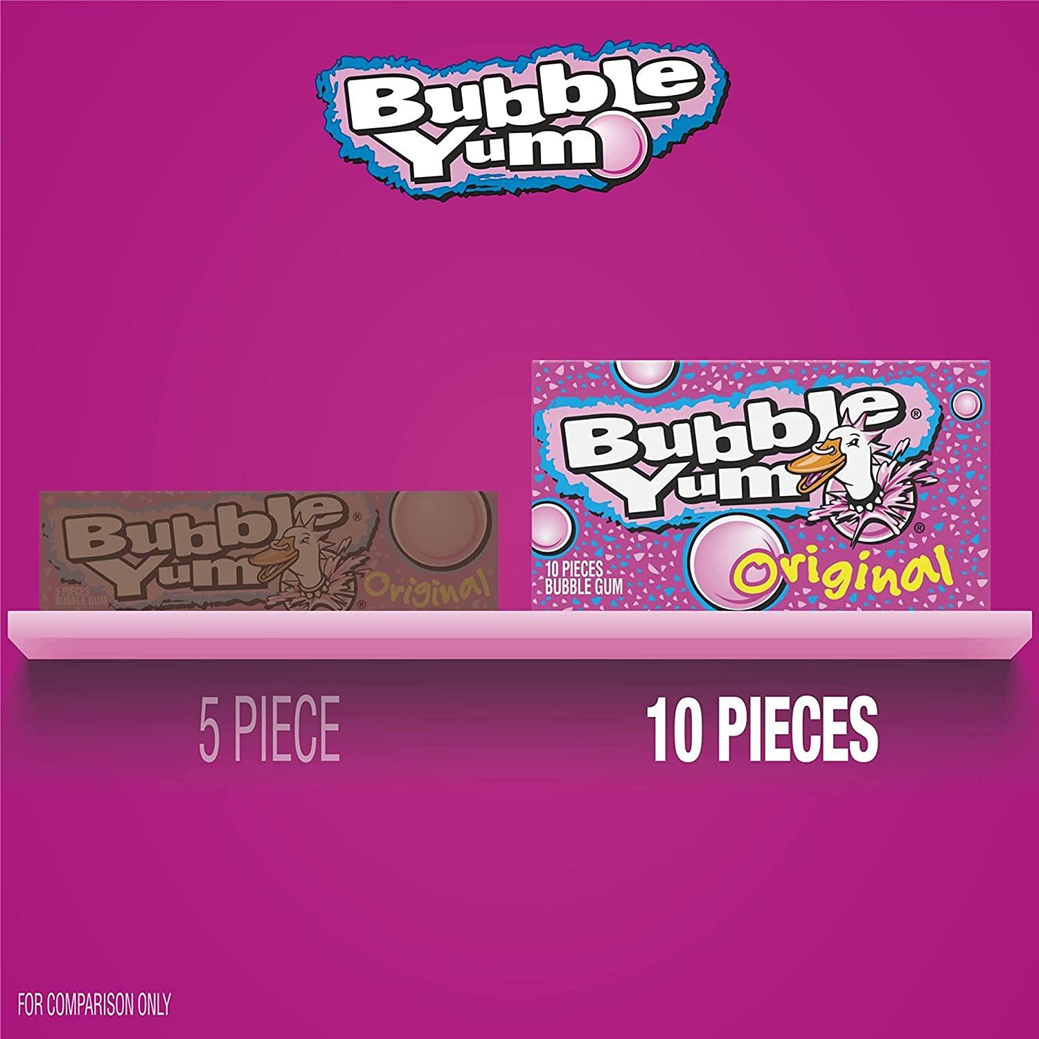BUBBLE YUM Original Flavor Bubble Gum, 2.82 Oz(Pack of 12/10 pcs