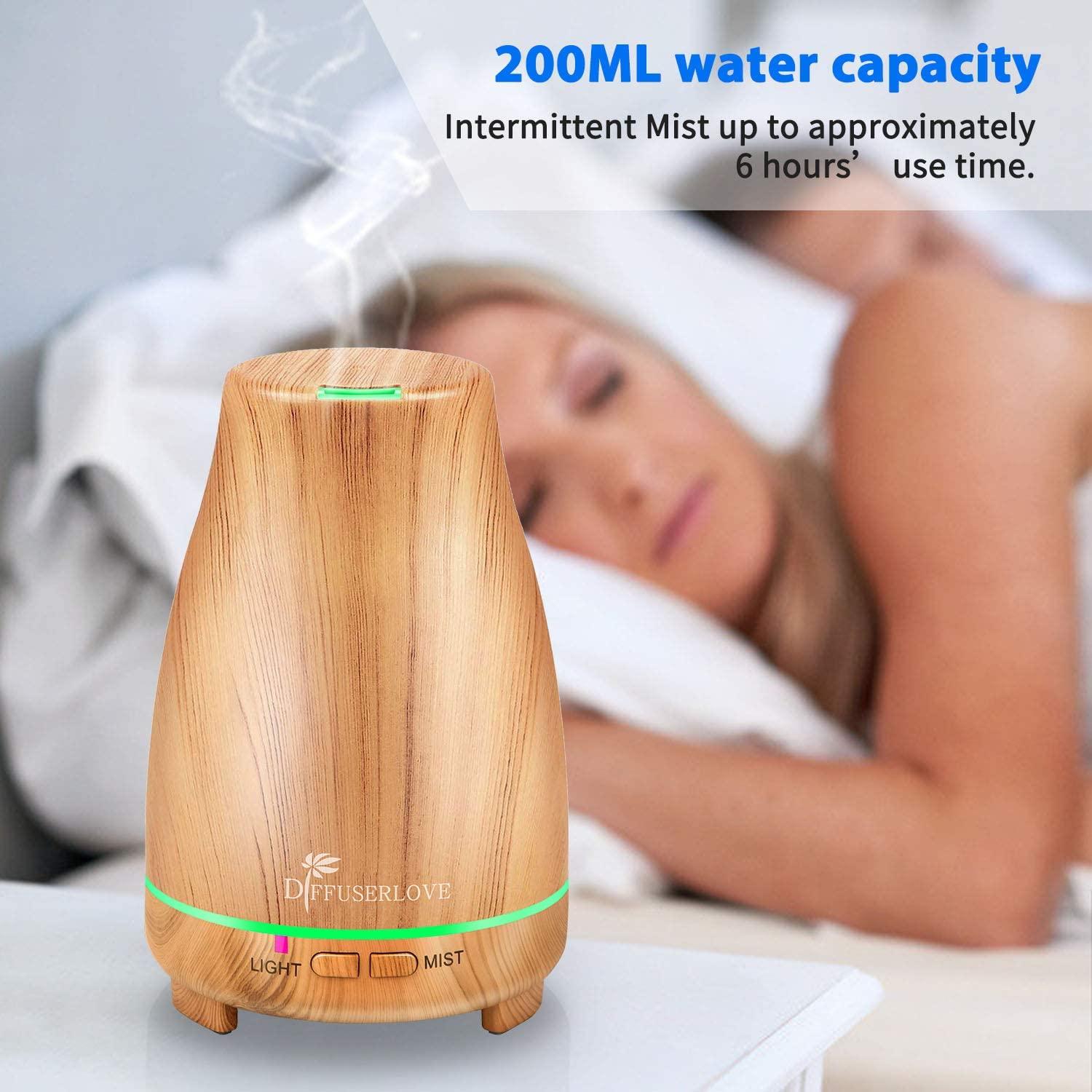 Diffuserlove Essential Oil Diffuser 200ML Ultrasonic Wood Grain Aroma