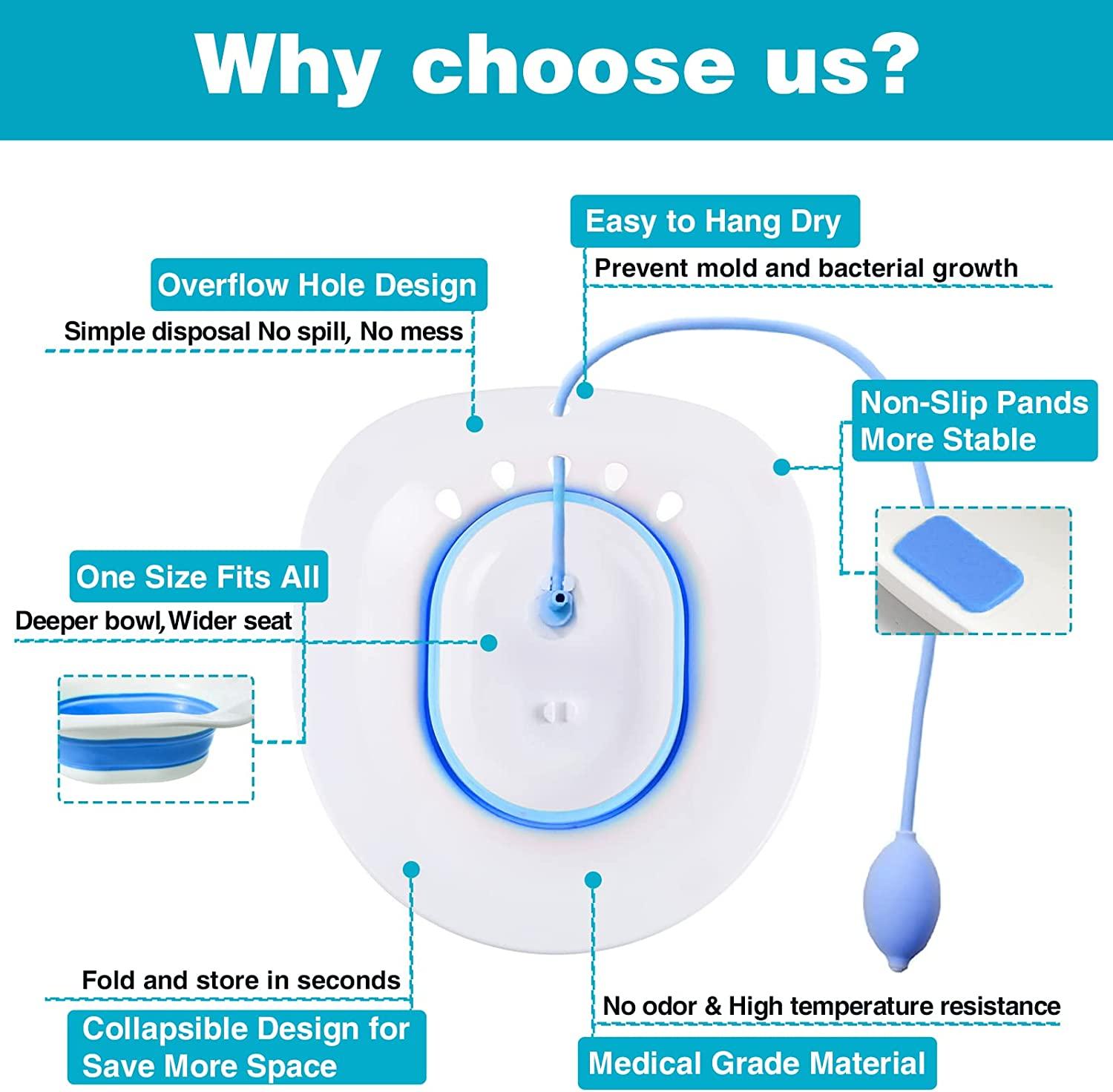 Sitz Bath for Toilet Seat Hemorrhoid & Perineum Relief, Yoni Steam