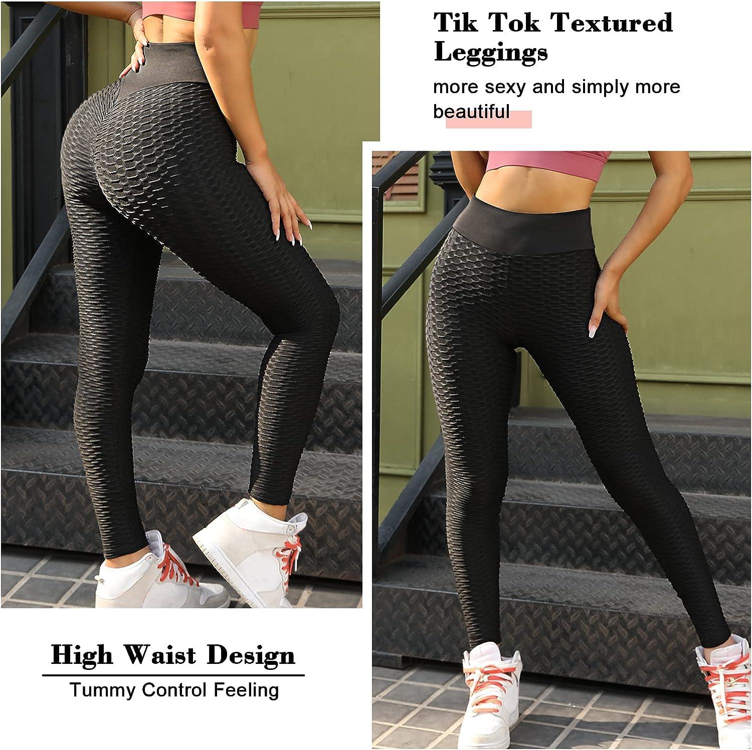 ViCherub Scrunch Butt TIK Tok Leggings for Women Butt Lifting,Workout Yoga  Pants Tummy Control High Waisted Booty Tights Black Large