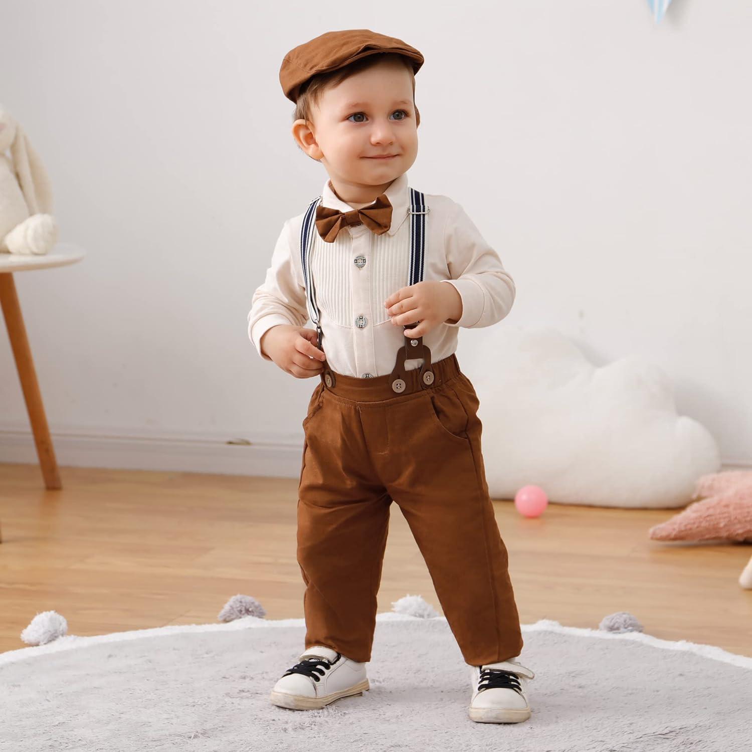 ZOEREA Baby Boy Gentleman Outfit Set Romper Jumpsuit with Bow