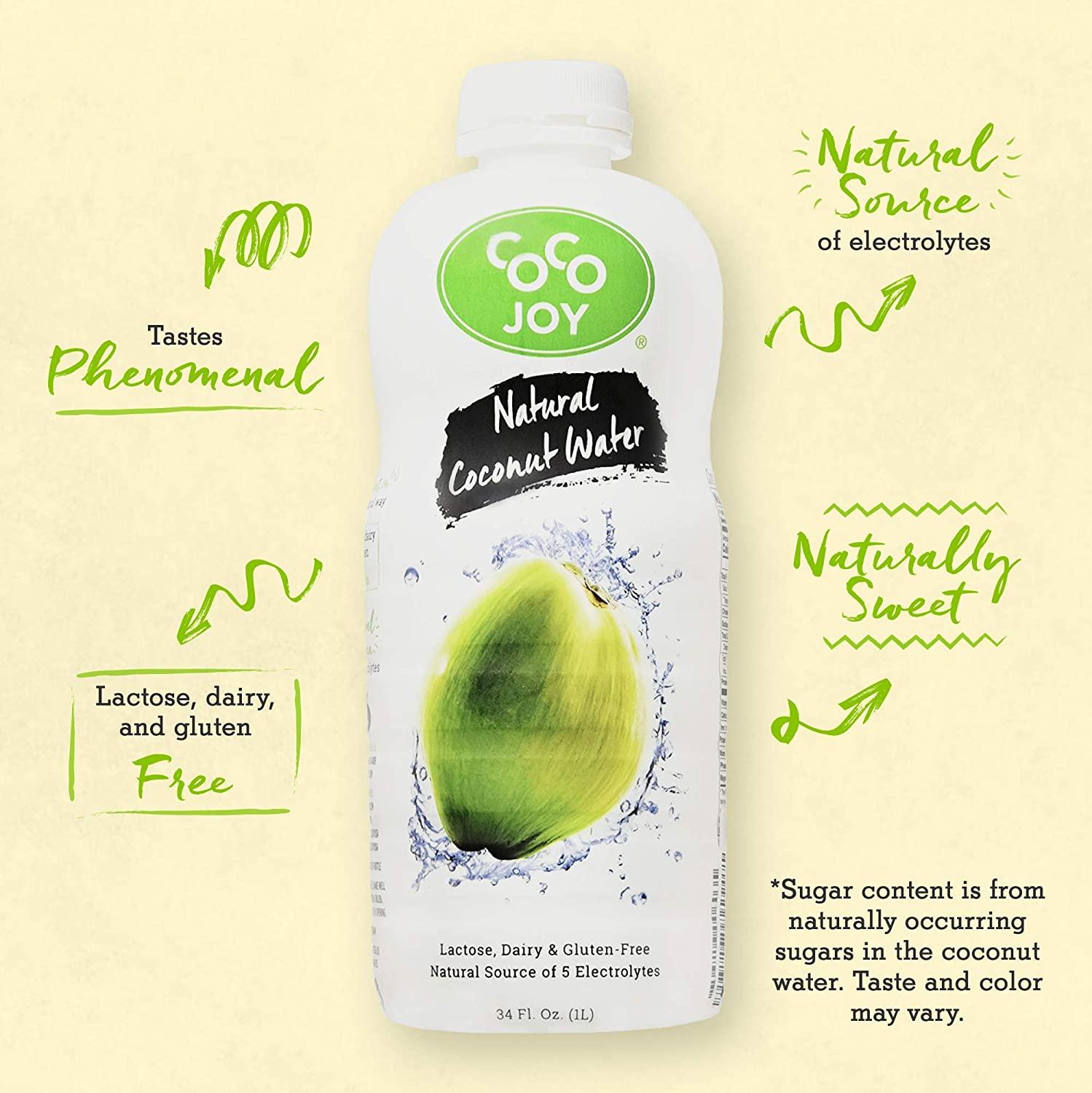 CoCo Joy Natural Coconut Water, 100 Coconut Water, Fresh, LowCalorie