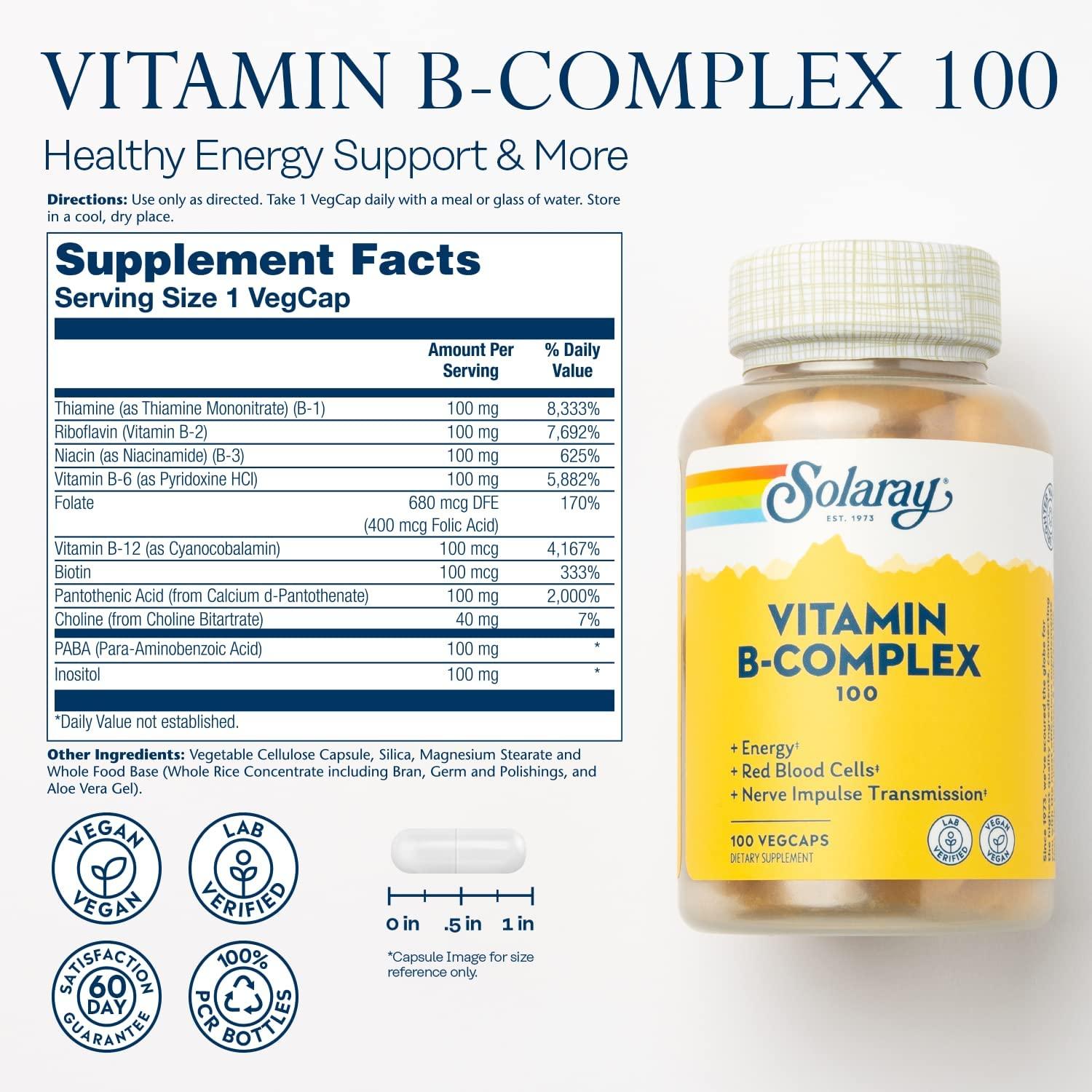 Solaray Vitamin 100 mg, Healthy Energy, Blood Cell Formation