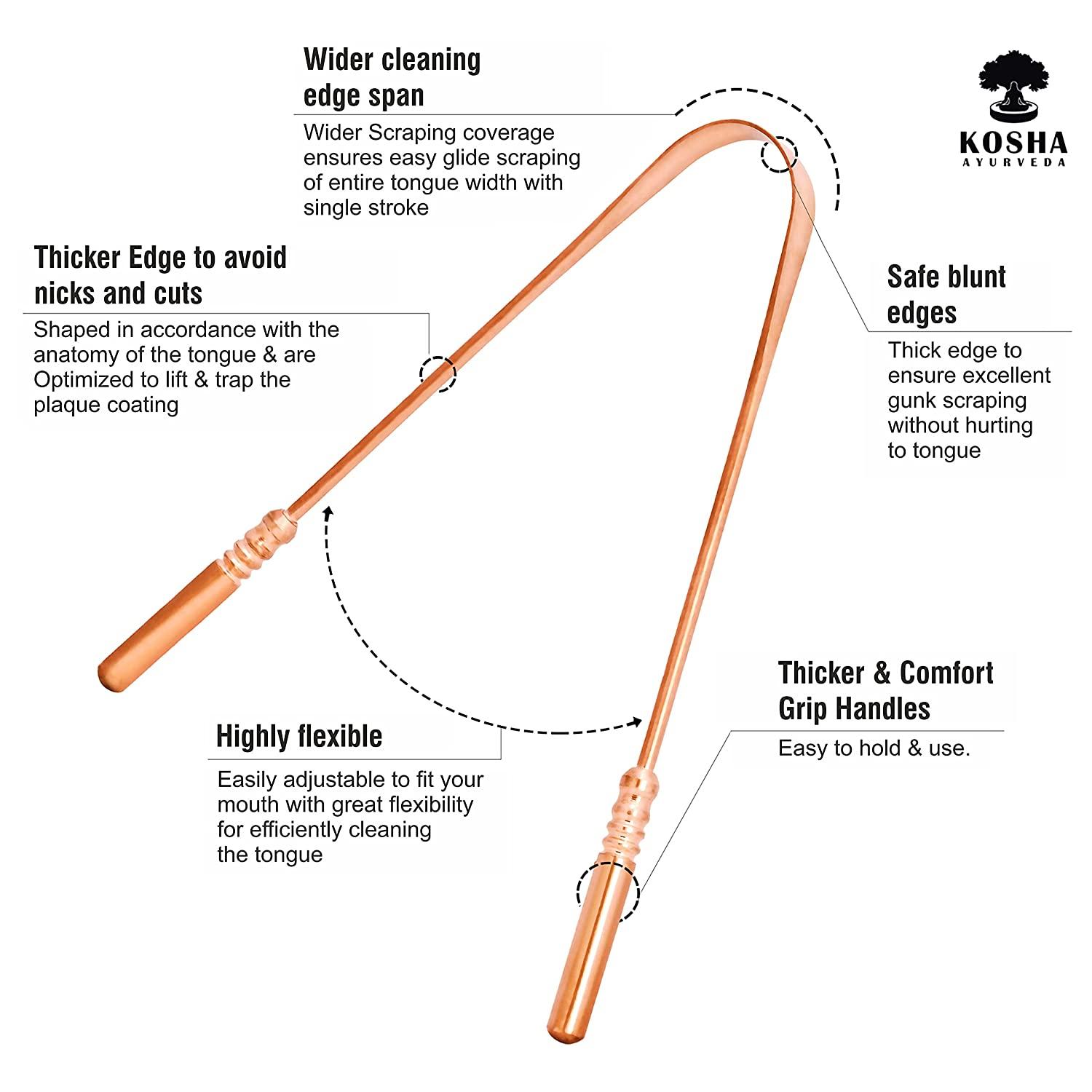 Kosha Ayurveda Copper Tongue Scraper Cleaner Perfect Surgical Tongue