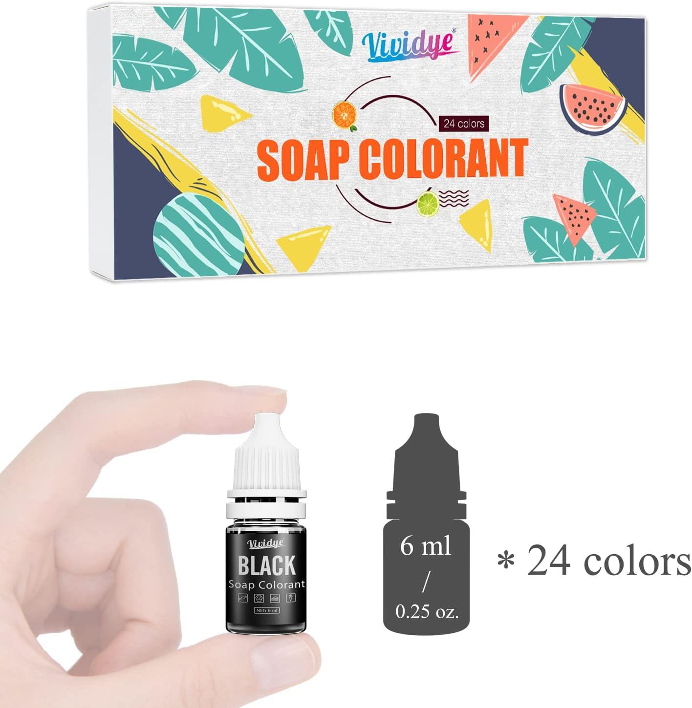 Vividye Soap Dye - 24 Colour Food Grade Skin Safe Colouring Bath Bomb for DIY Making Supplies - Liquid Concentrated Colourant Kit, Handmade Soaps