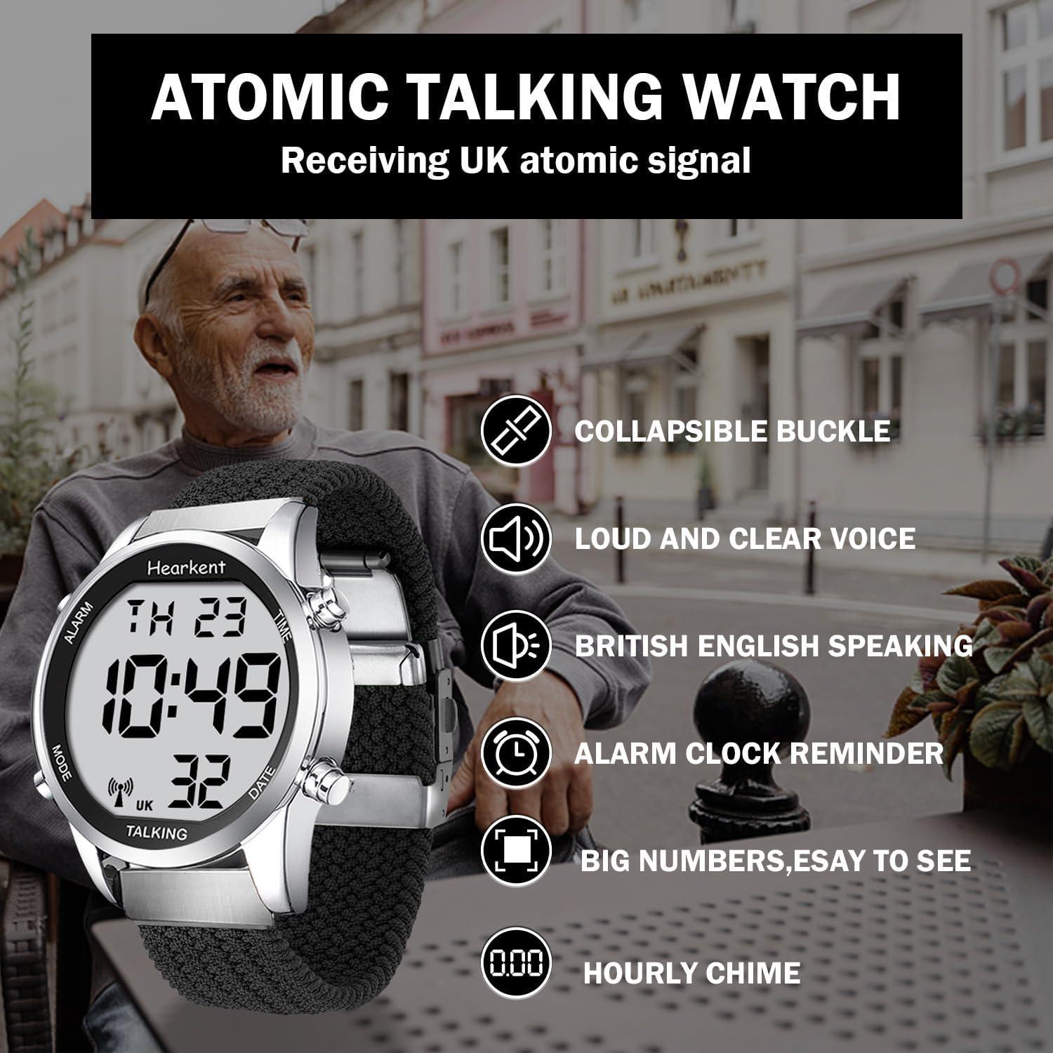 Hearkent Atomic Digital Talking Watch British English Speaking