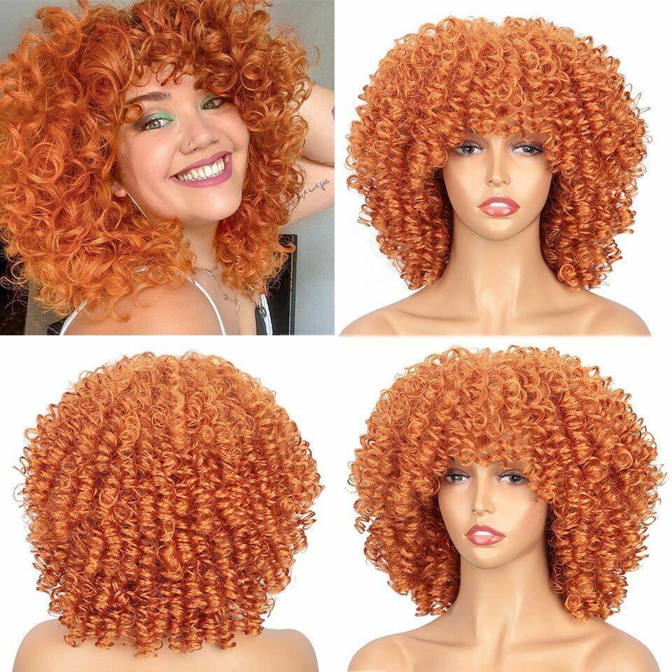 ColourfulPanda Afro Wig for Women Curly Ginger Red Synthetic