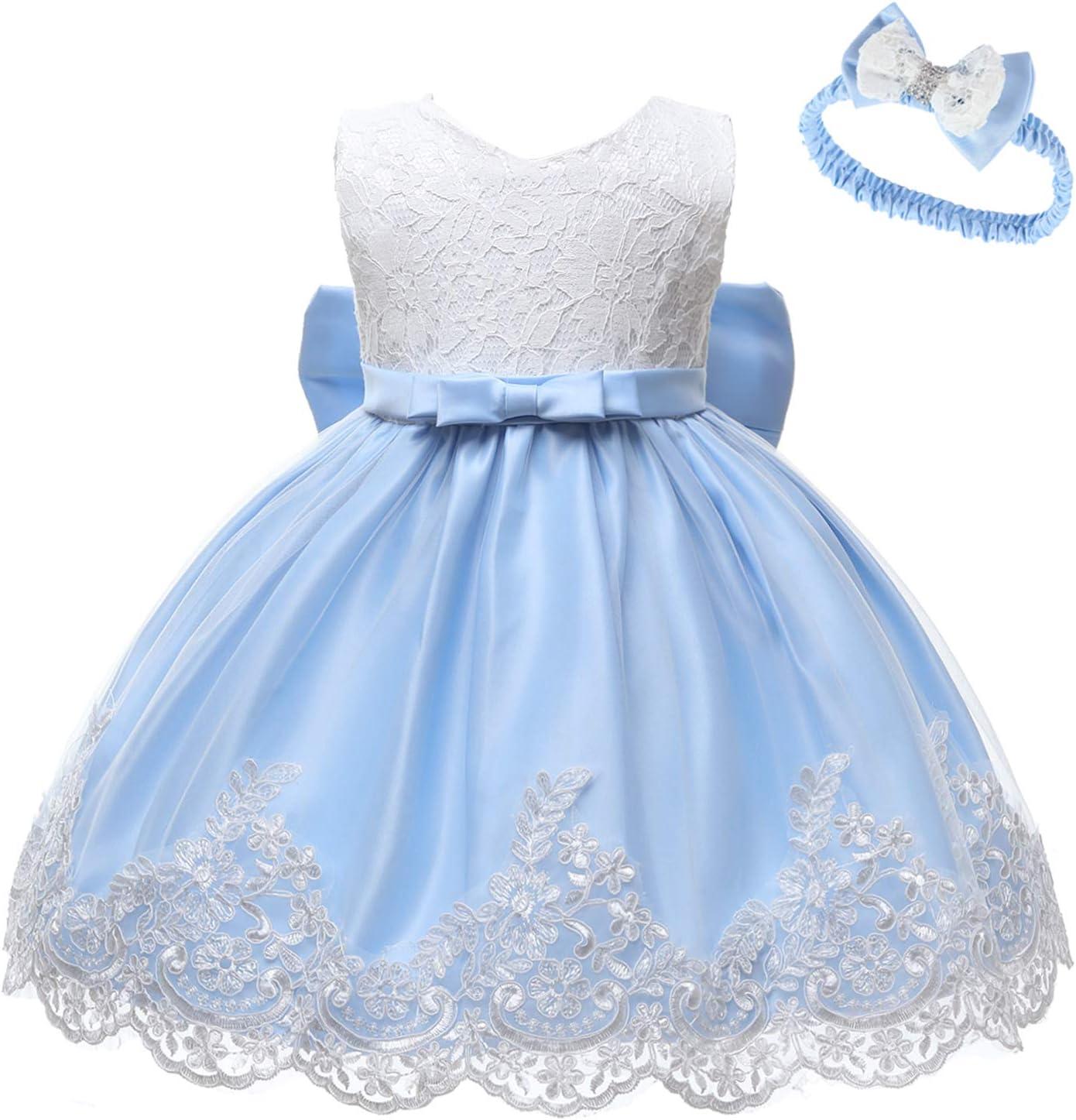 LZH Baby Girls Lace Dress Bowknot Flower Dresses Wedding Pageant Baptism Christening Tutu Gown 0-24 Months 0-3 Months Light Blue LZH Baby Girls Lace Dress Bowknot Flower Dresses Wedding Pageant Baptism Christening Tutu Gown 0-24 Months 0-3 Months Light Blue