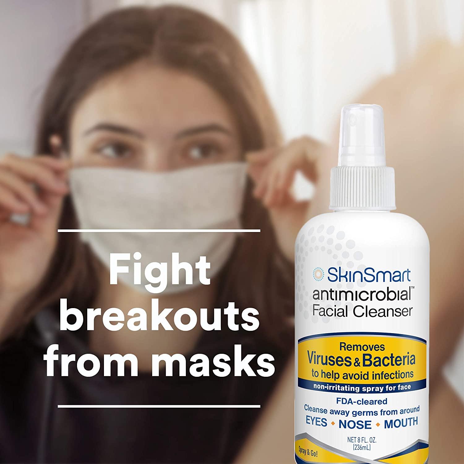 SkinSmart Antimicrobial Facial Cleanser Spray to Remove Viruses and Bacteria Around Eyes, Nose