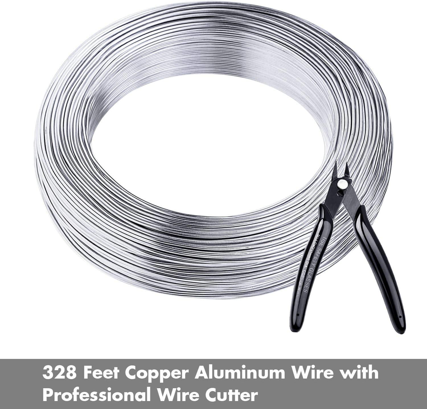 Aluminum Wire, Anezus 18 Gauge 328 FT Metal Wire Bendable Sculpting  Aluminum Wire 1mm for Crafts Jewelry Making Beading Floral (Silver)  aluminum wire with cutter(18 gauge)