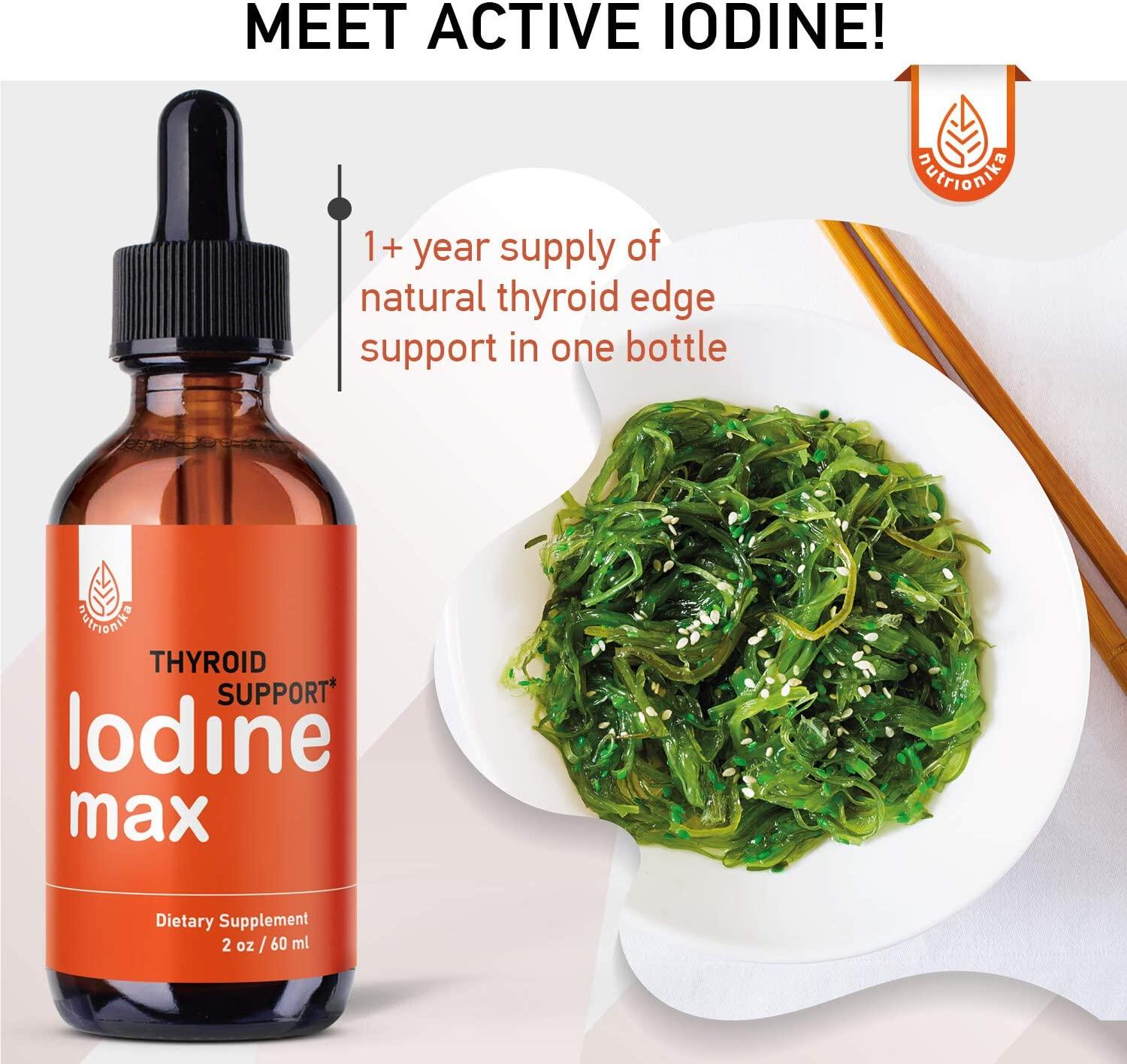 Nutrionika Nascent Iodine Drops Thyroid Support & Hormonal Balance 2 Fl Oz Liquid Iodine for