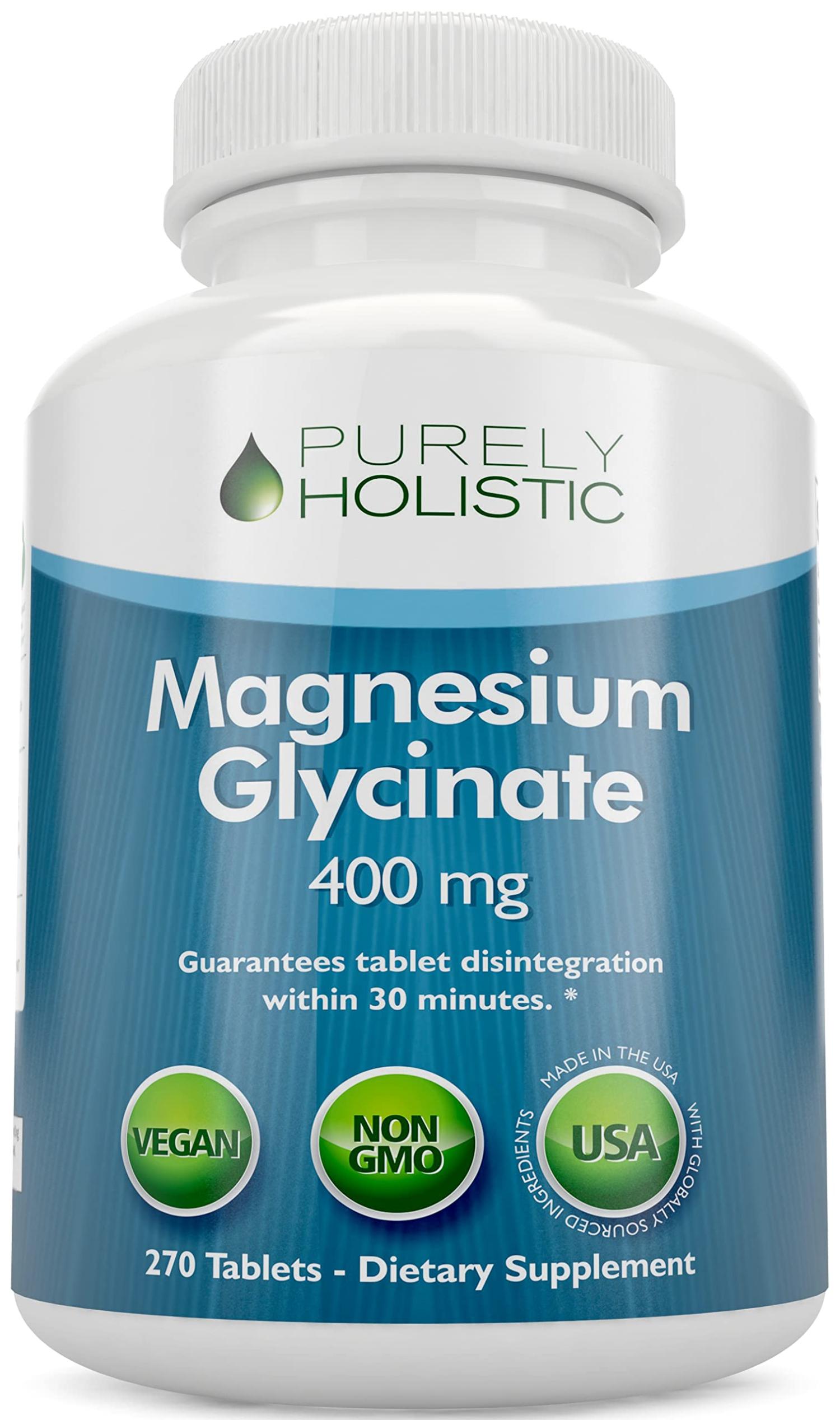 Magnesium Glycinate 400mg Tablets 270 Count, Highly Bioavailable