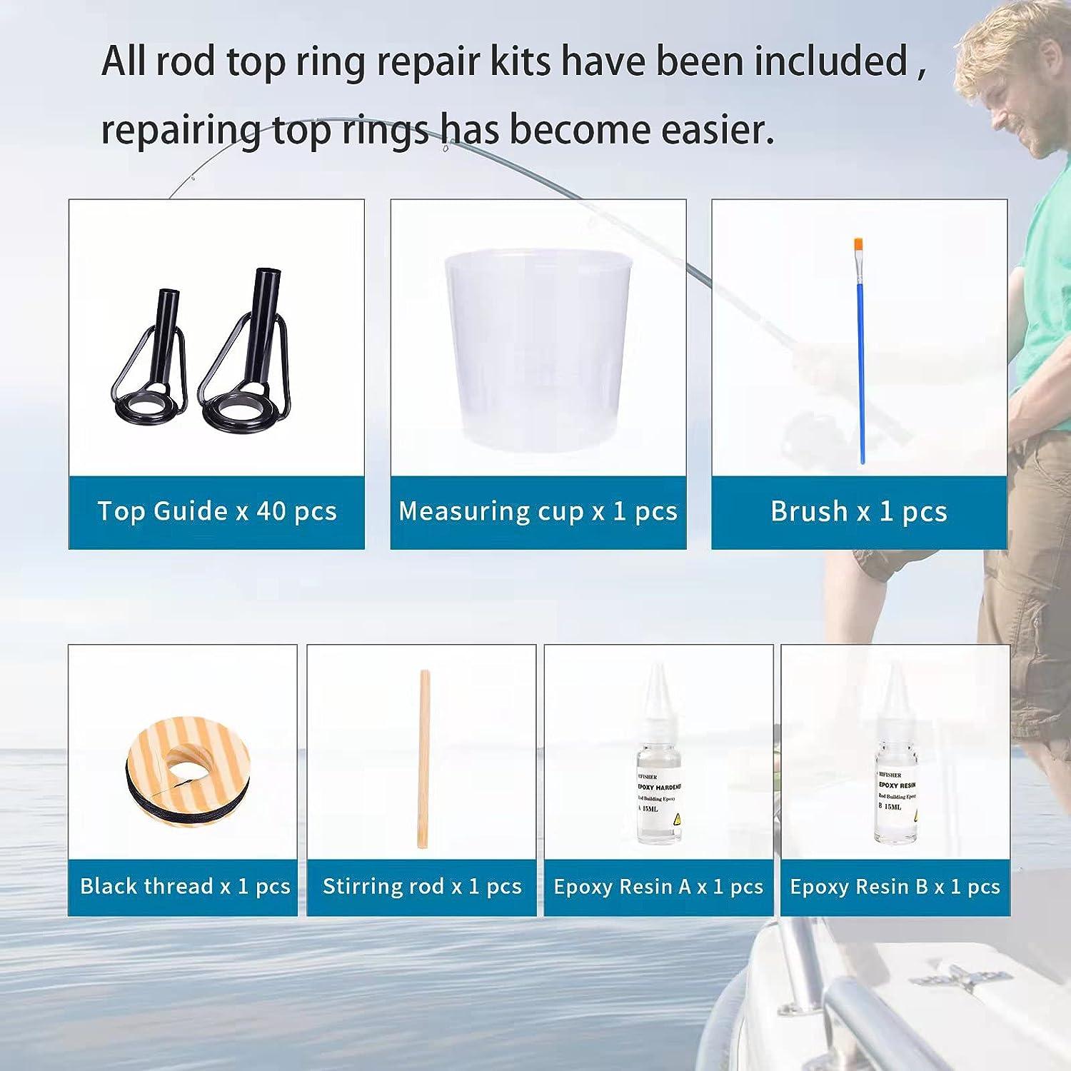 Fishing Rod Guide Repair Kit 40pcs Ceramic Guide Rings Fishing Rod