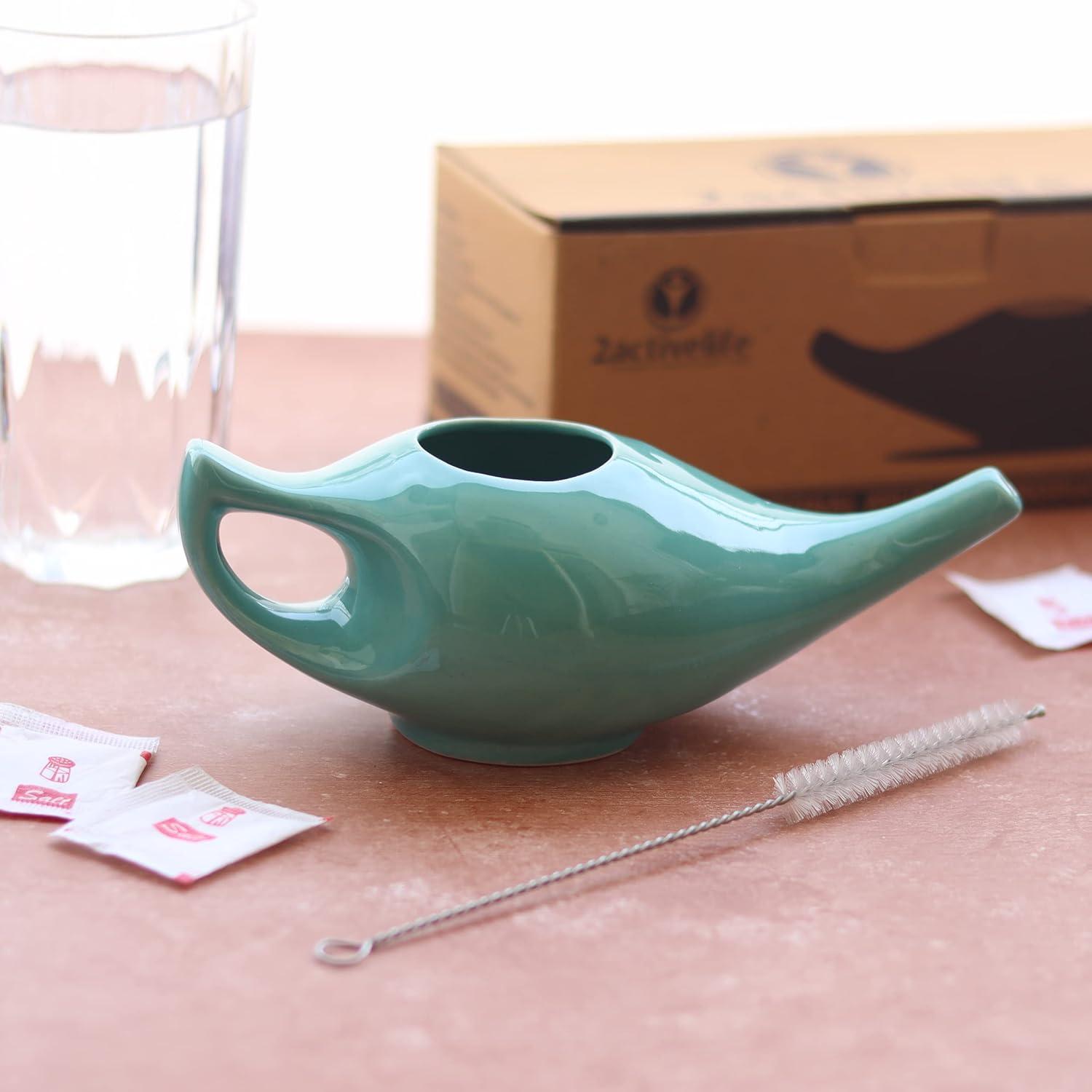 2activelife 225 Ml WaterCeramic Neti Pot with Handle Neti Pot Sinus