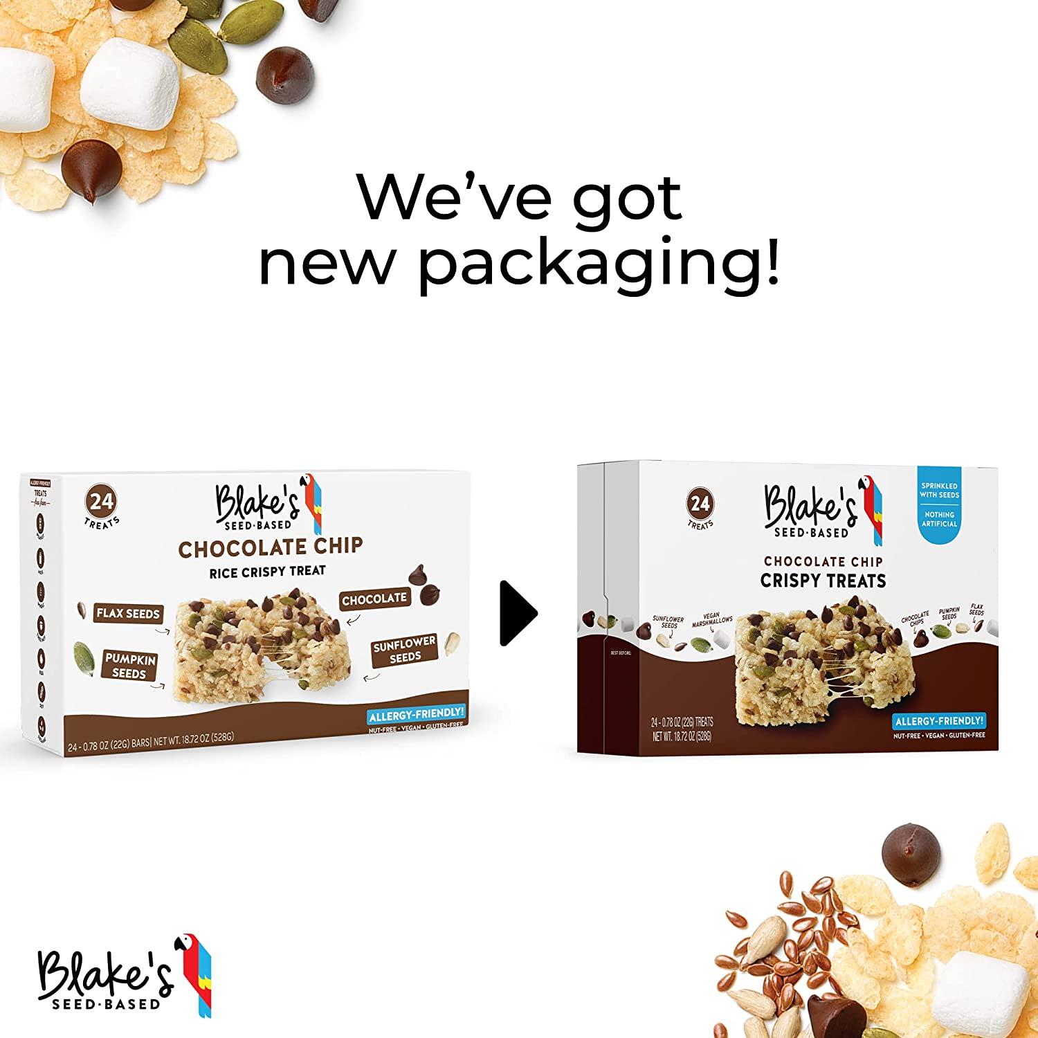 Blake’s Seed Based Crispy Treats Chocolate Chip (24 Count), Nut Free, Gluten Free, Dairy Free