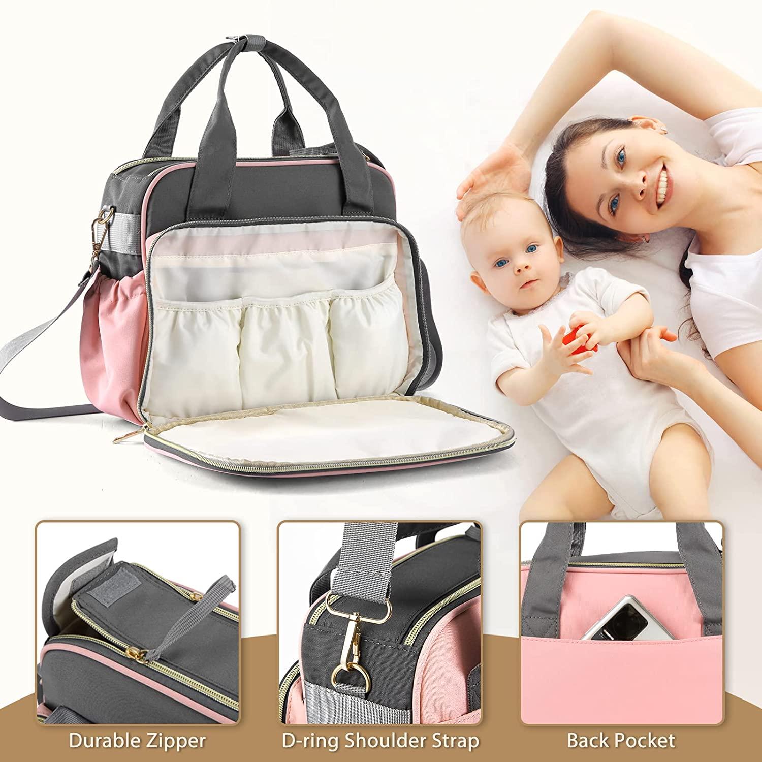 Small Diaper Tote Bag Baby Stroller Organizer Bags Babies Shower Gift for  Girls All-in-One Baby Organizer with Insulated Bottle Pockets, Capacity for  Diapers, Toys & Snacks,On The Go, Pink & Gray Pink+Gray