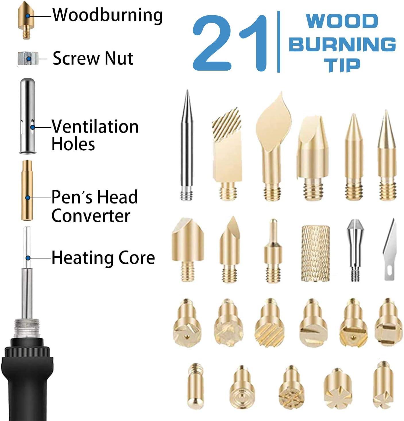 72Pcs Wood Burning Kit for Beginners, Adjustable Professional Wood Burner  Pen Tool and Accessories, woodburning Embossing Carving