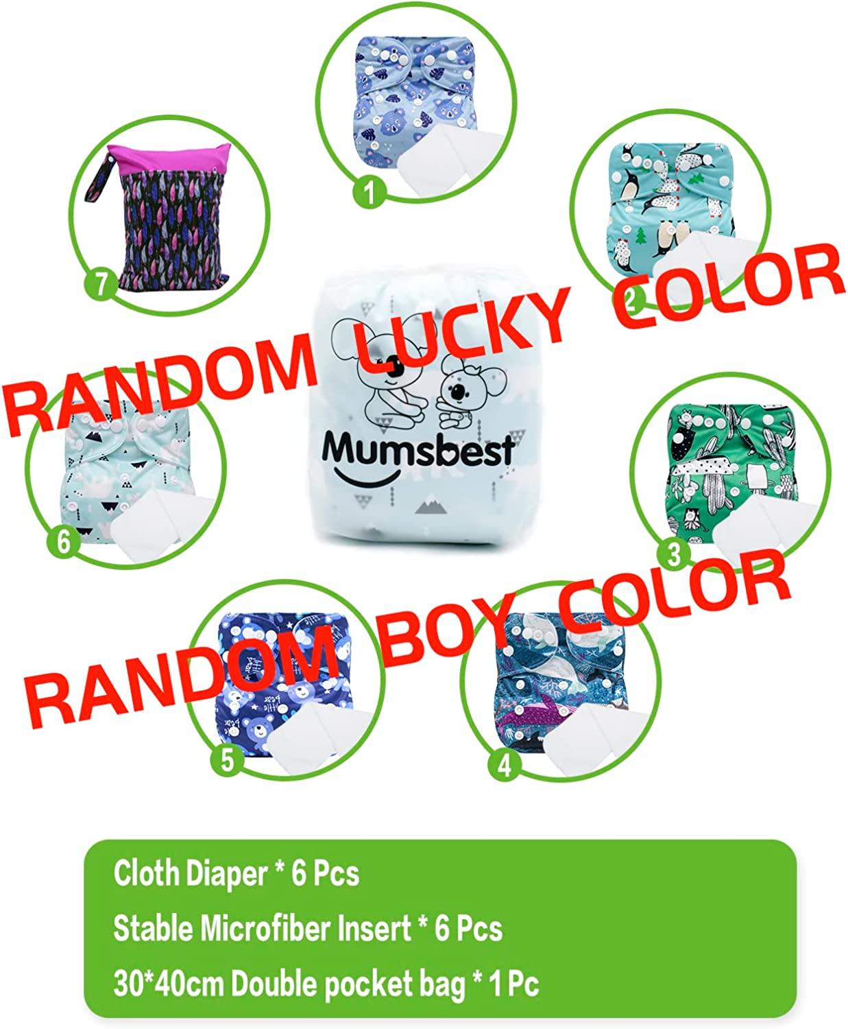 Reusable Cloth Diapers 5-Pack - Adjustable Pocket Nappies With Inserts & Waterproof Bag