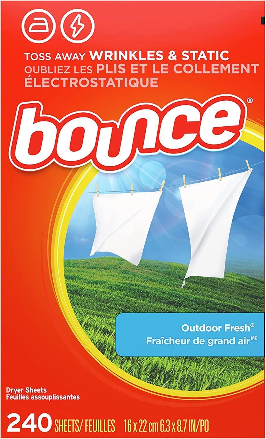 Bounce Fabric Softener Sheets Outdoor Fresh 240 Count LongLasting Freshness