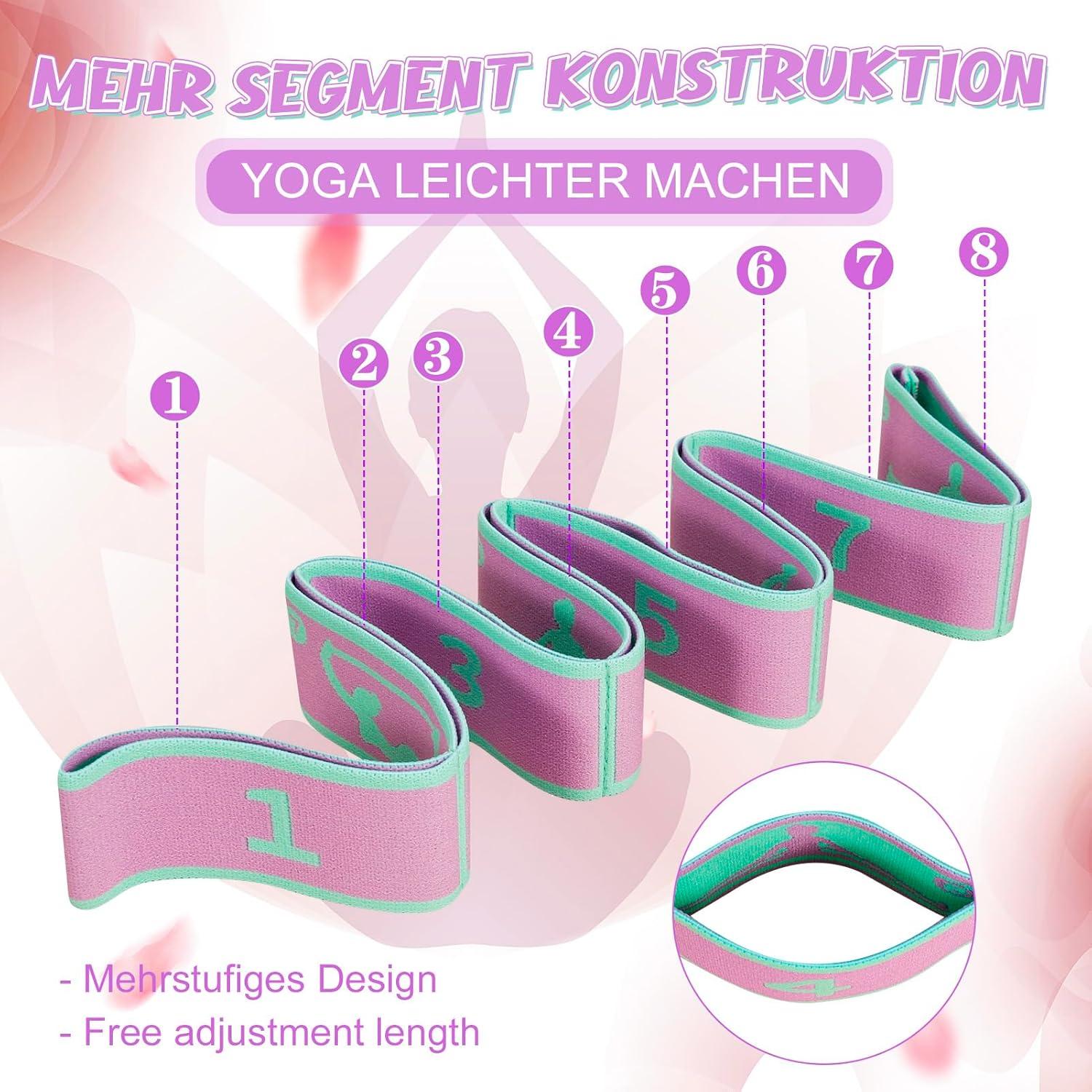 2 stuks yoga-stretchband met 8 strikken, zeer elastische stretchband voor yoga, pilates, gymnastiek en fitness, weerstandsbanden met griplussen voor training van het hele lichaam 2 stuks yoga-stretchband met 8 strikken, zeer elastische stretchband voor yoga, pilates, gymnastiek en fitness, weerstandsbanden met griplussen voor training van het hele lichaam