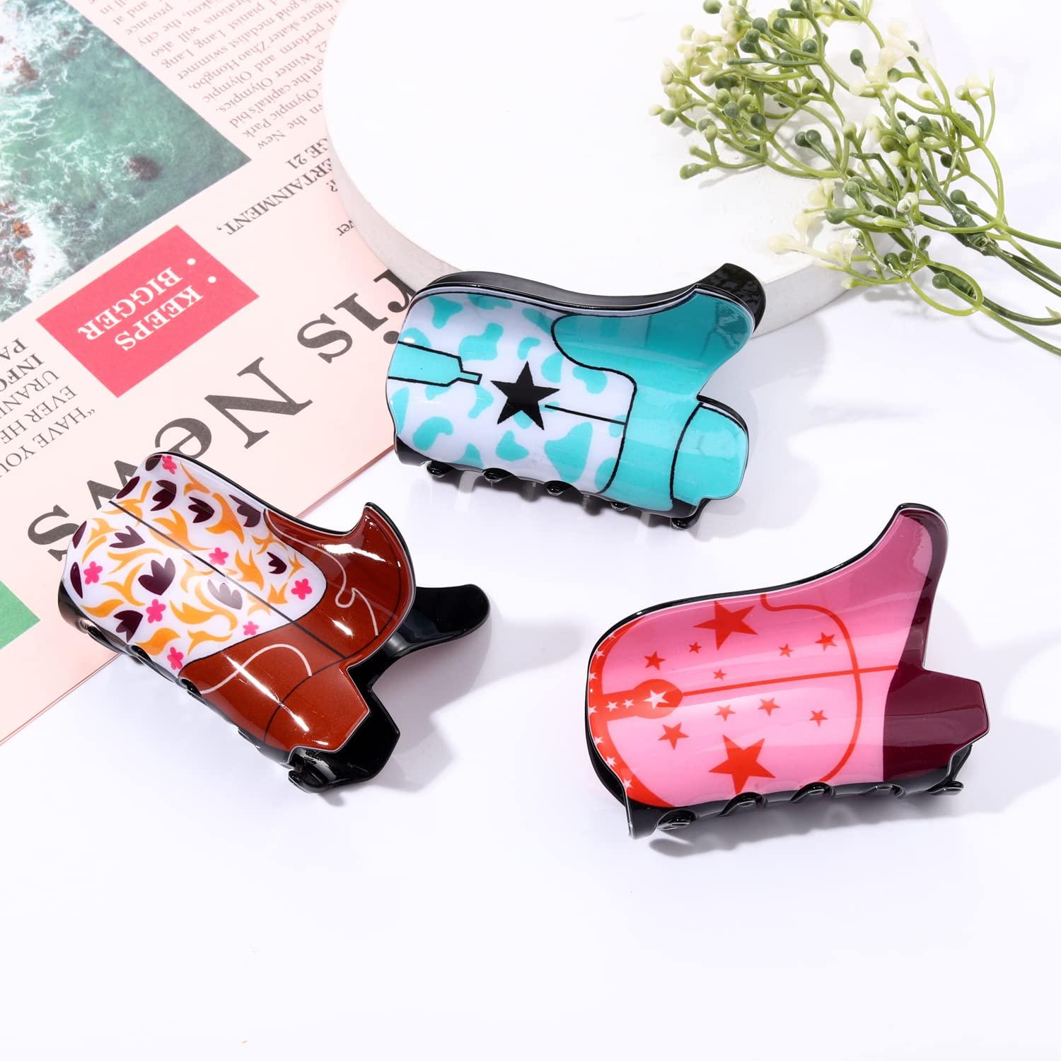 3PCS Western Cowboy Hair Claw Clips for Women Sunflower Leopard Star