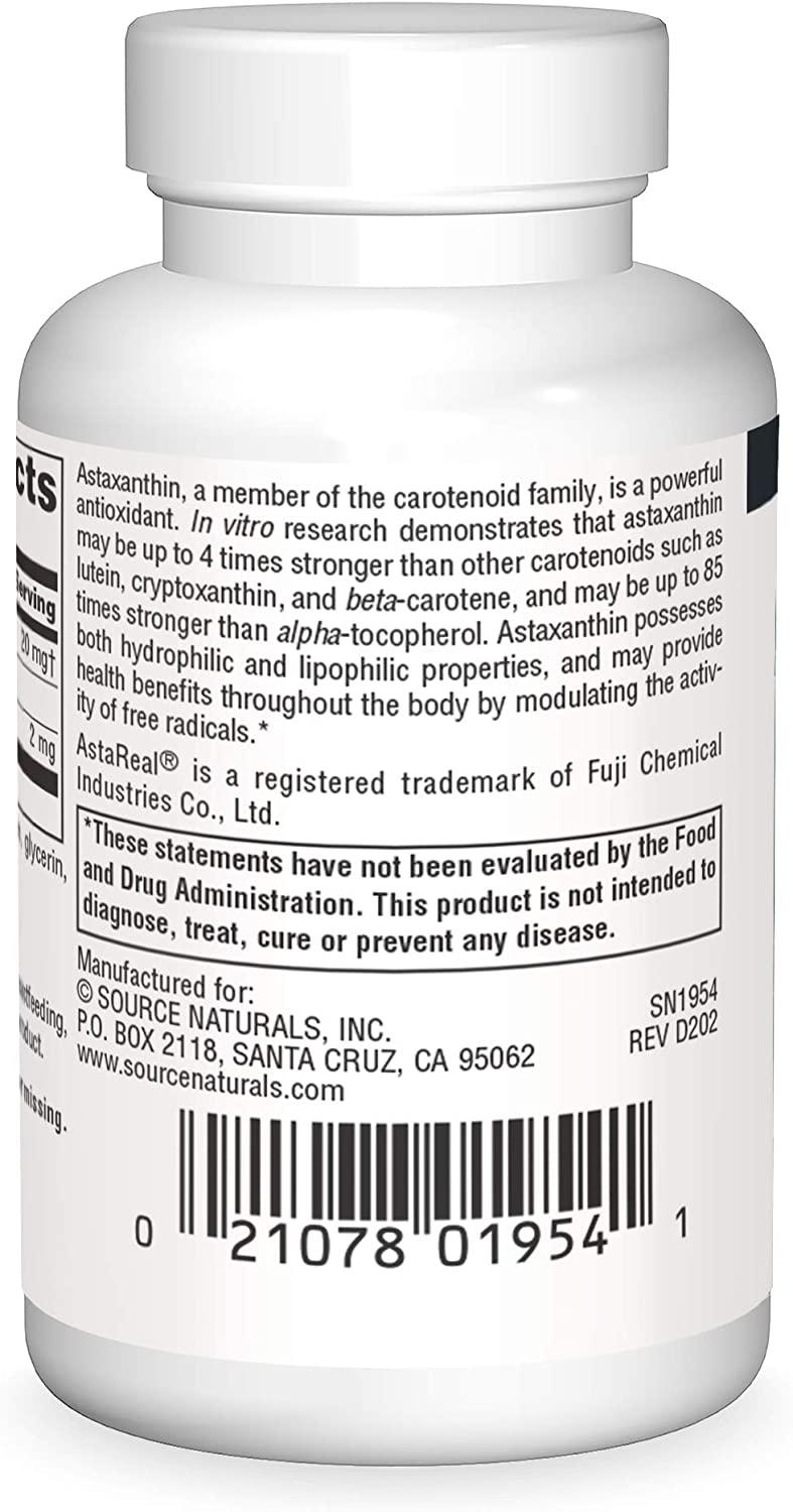 Source Naturals Astaxanthin 2 mg 30 Softgels Powerful Antioxidant