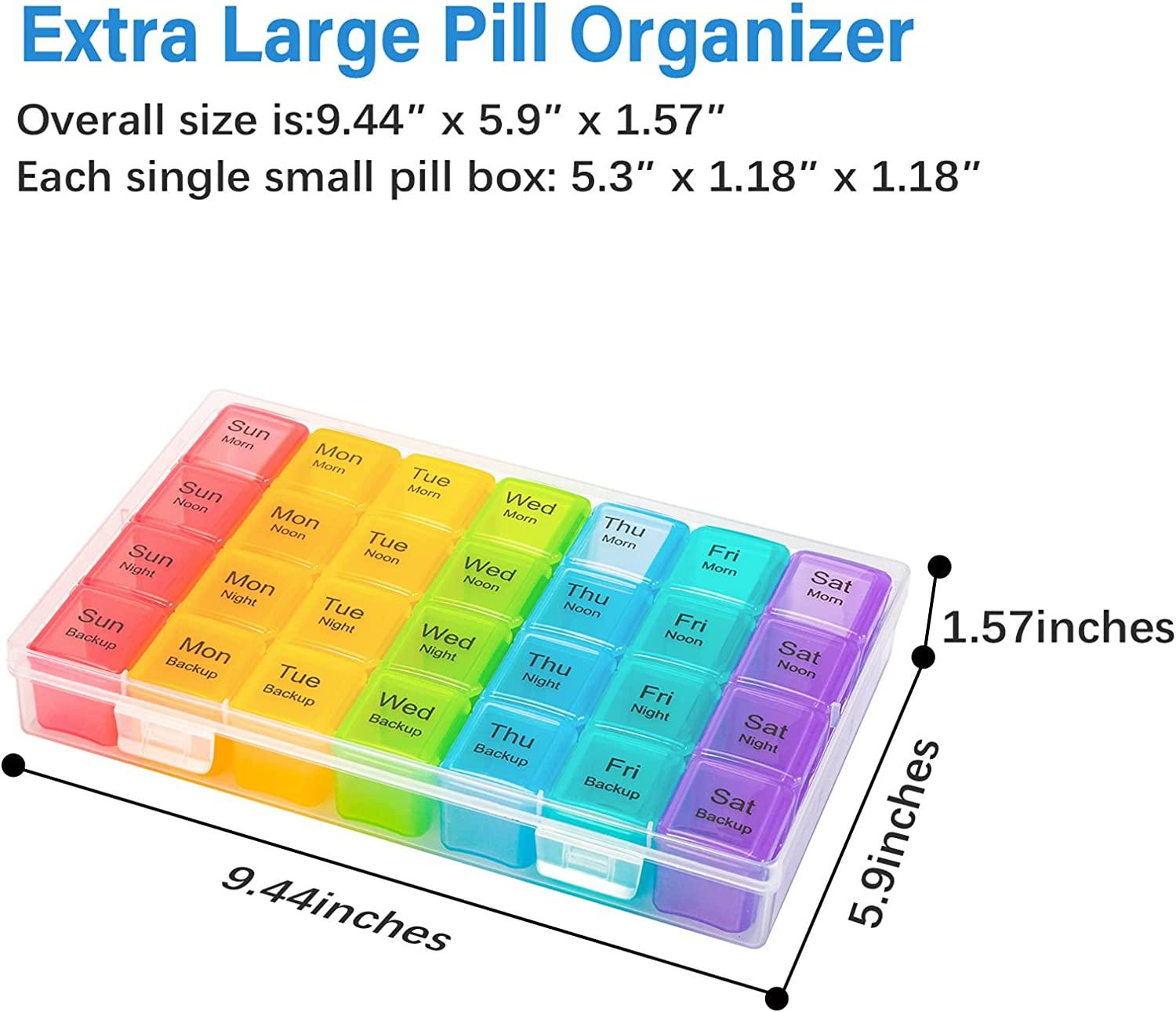 Extra Large Pill Organizer- XXL Pill Box 7 Day - Weekly Pill