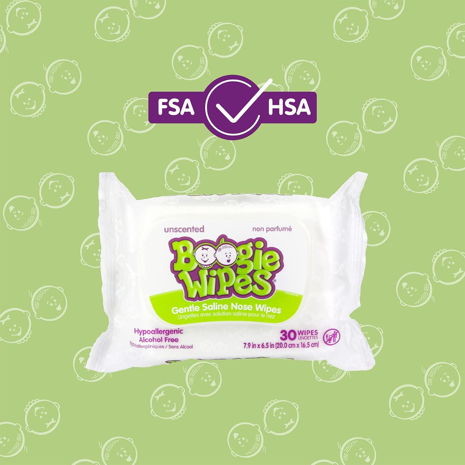 Boogie Wipes Simply Unscented Gentle Saline for Stuffy Noses 90