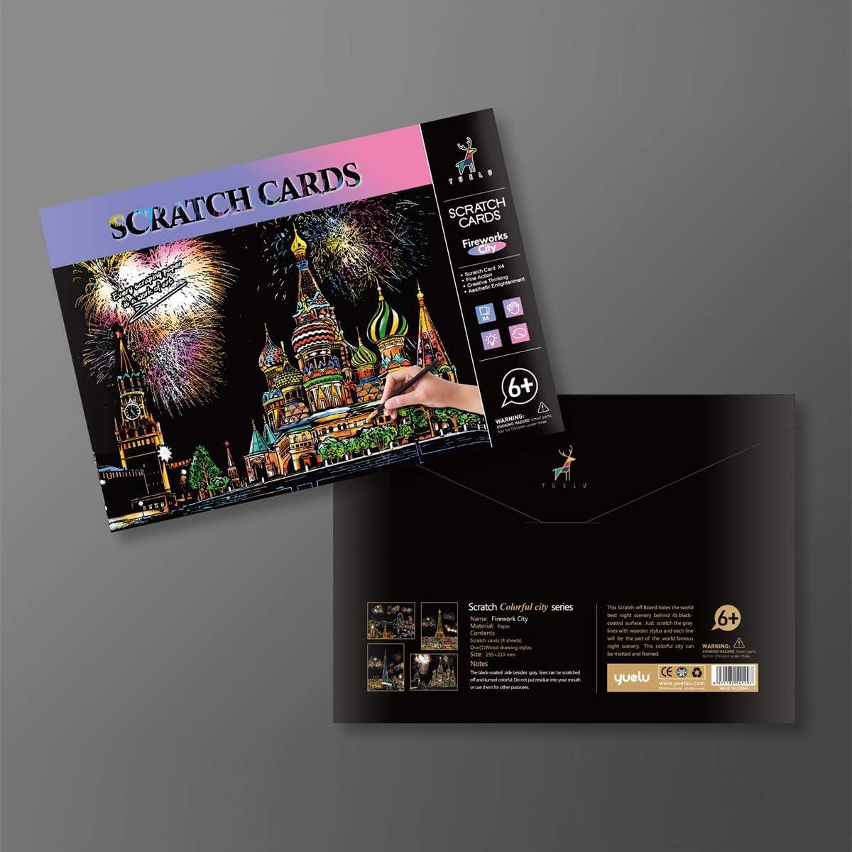 Rainbow Engraving Scratch Art Set for Kids & Adults Fireworks, Big