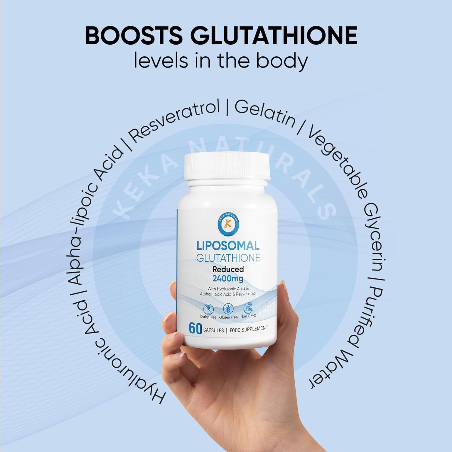 liposomal glutathione 2400mg 2400mg Liposomal Glutathione Softgels with Hyaluronic Acid & Resveratrol |  Max Absorption Formula in Active L-Glutathione Reduced (GSH) | 60 Softgels  | Buy Now with Express International Delivery
