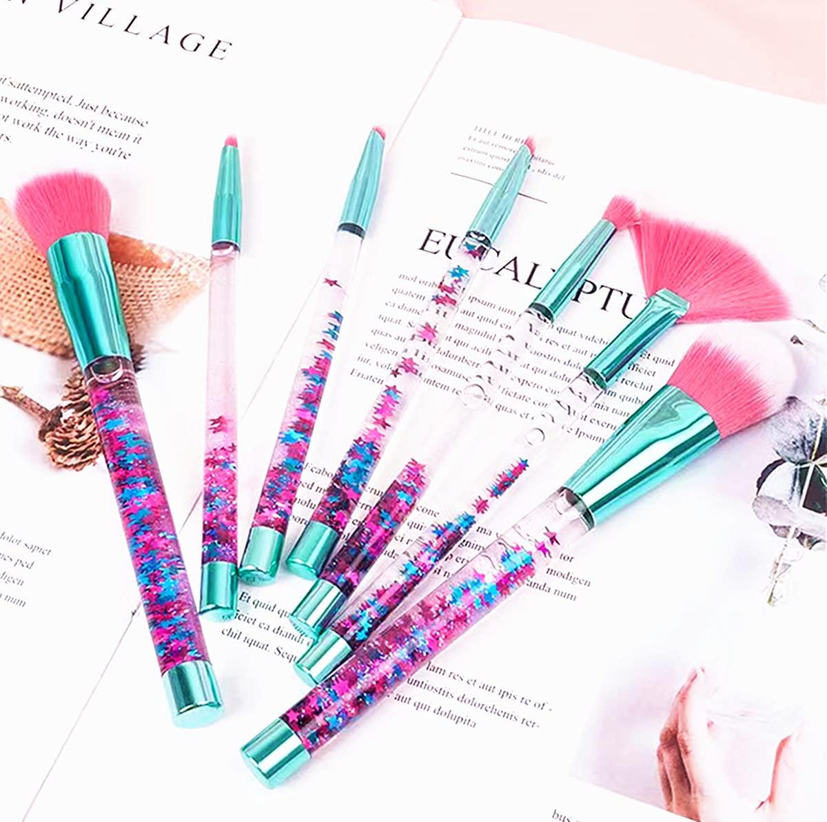 Sparkles Glitter Makeup Brushes Set Cute Fan Foundation Glitter Unicorn