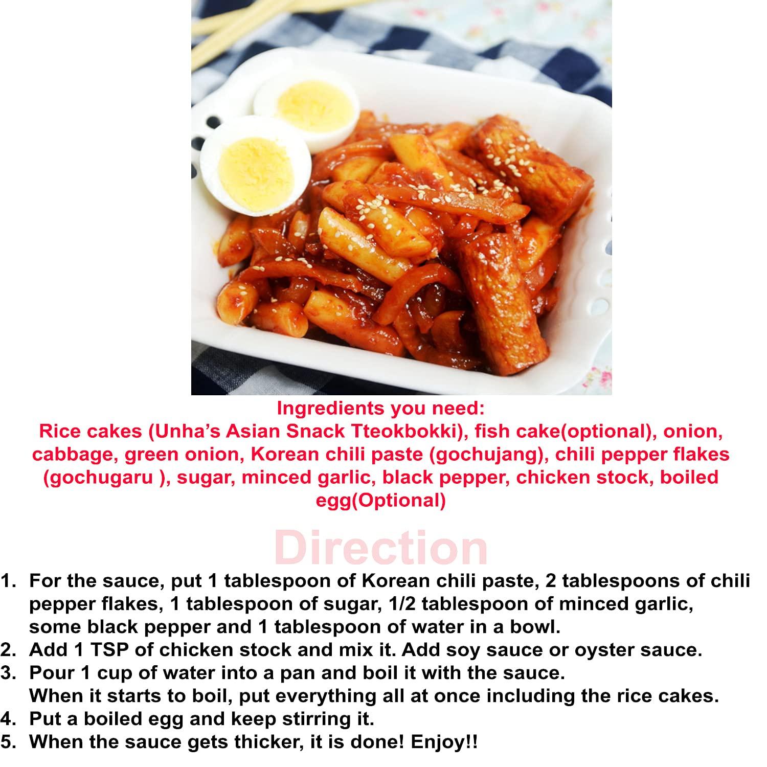 Korean Rice Cake Tteokbokki Stick – 1 Pack ( 3 Individual Package ) Vegan  Non-GMO Gluten Free Tteok Pasta? oz by Unha's Asian Snack Box (3 Count  (Pack of 1))