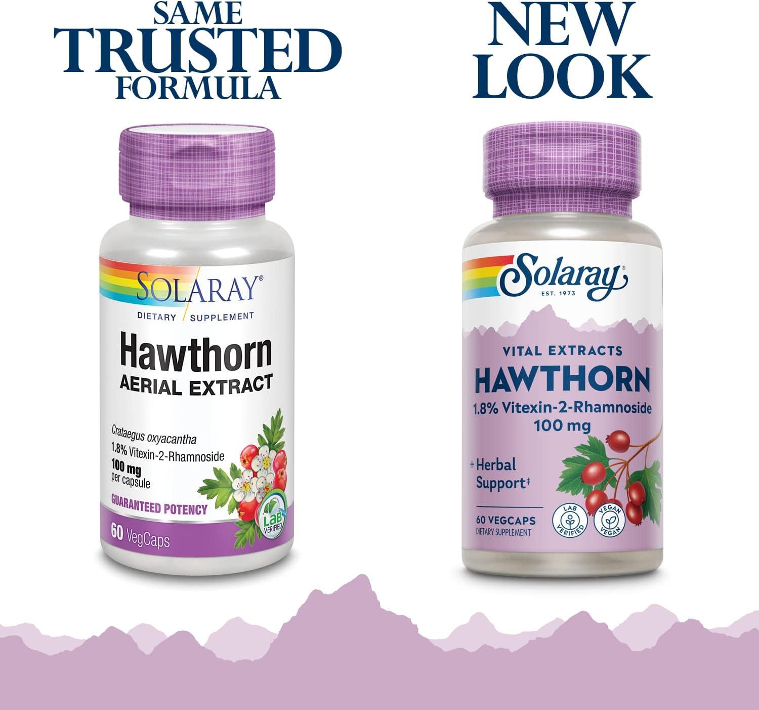 SOLARAY Hawthorn Extract 100mg 60 CT Natural Heart Health Support