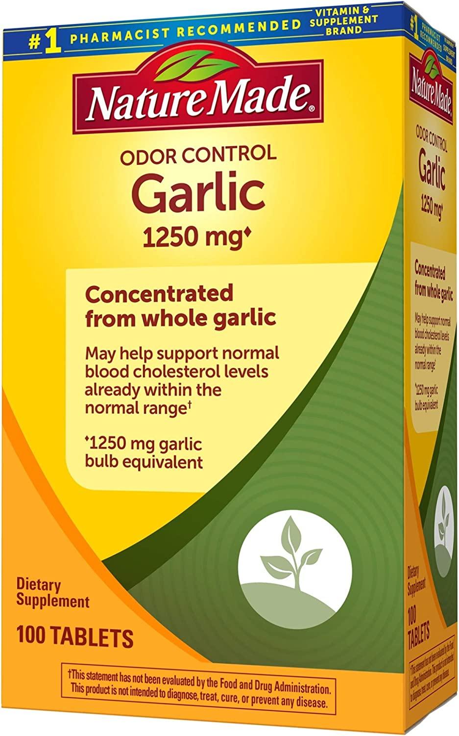 Nature Made Odor Control Garlic 1250 mg 100 Tablets