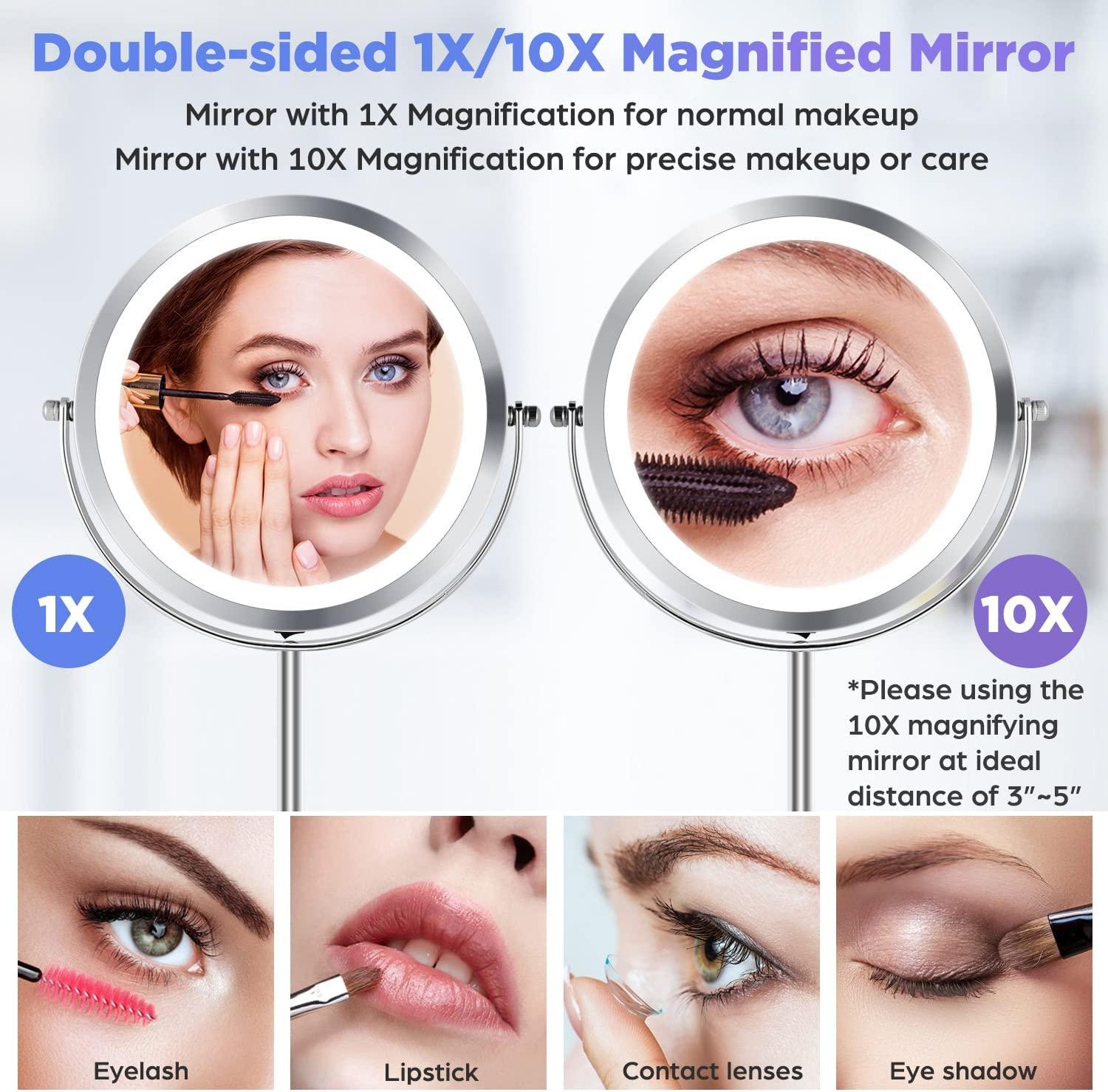 M MIVONDA Lighted Makeup Mirror, 1X/10X Magnifying Mirror with Light 8