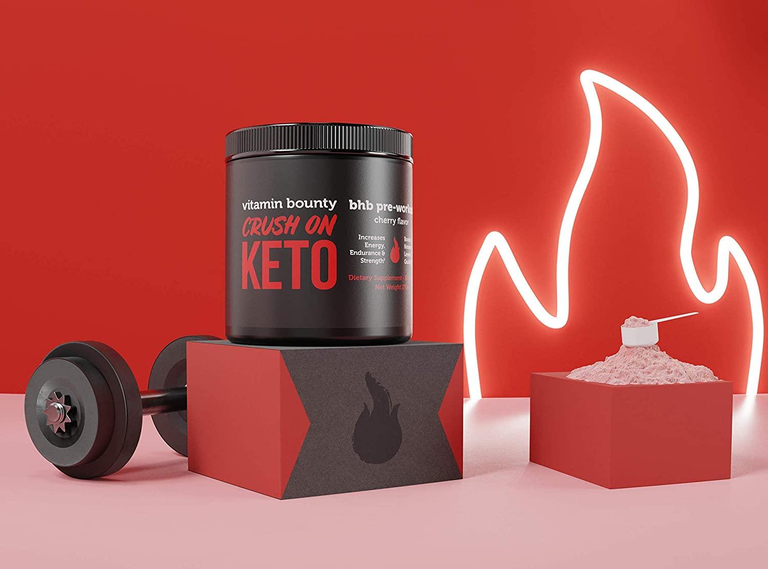 Vitamin Bounty Crush On Keto BHB Pre Workout Powder Drink Cherry 30 servings