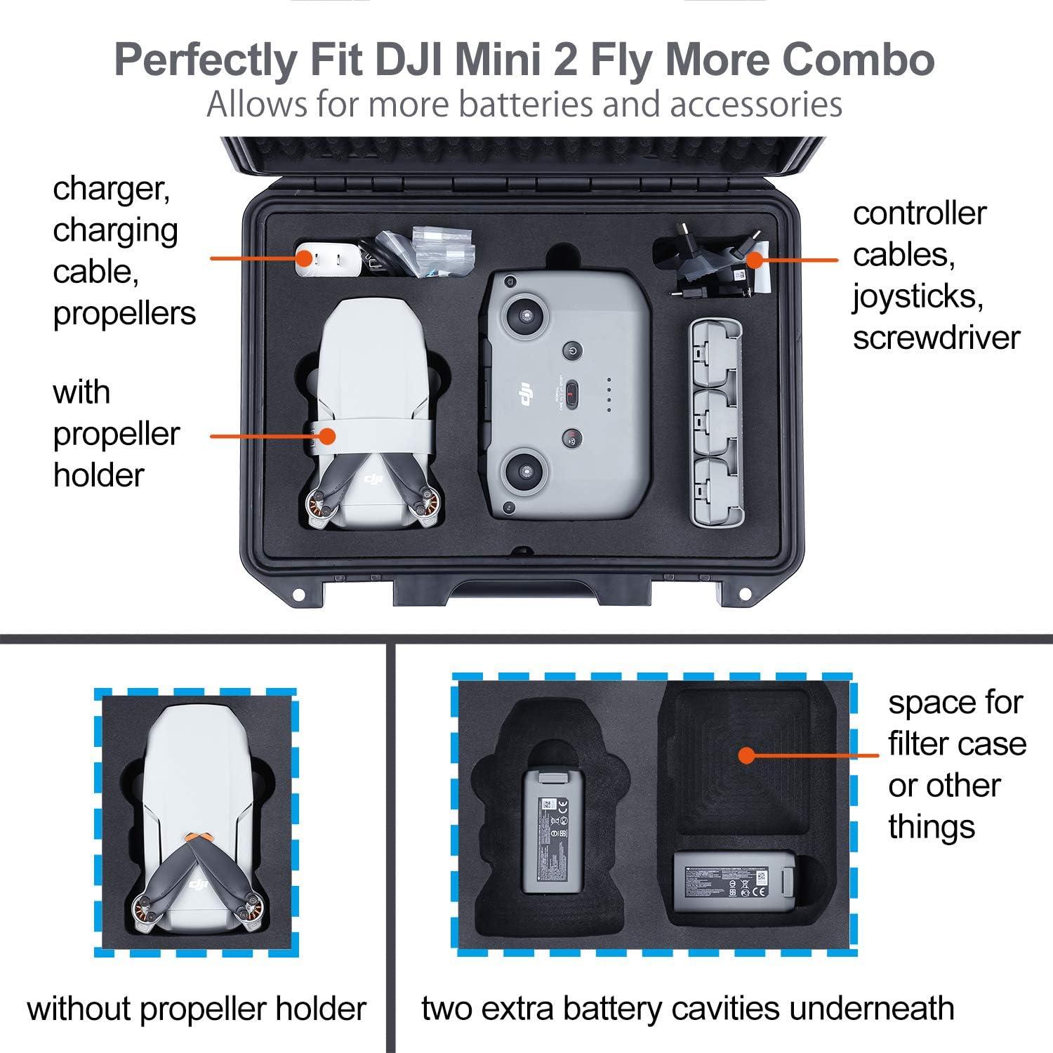 Lykus Titan MM200 Waterproof Hard Case for DJI Mini 2 SE/DJI Mini 2 Mavic Mini  2 SE/Mavic Mini 2 Fly More Combo Compact and Light CASE ONLY