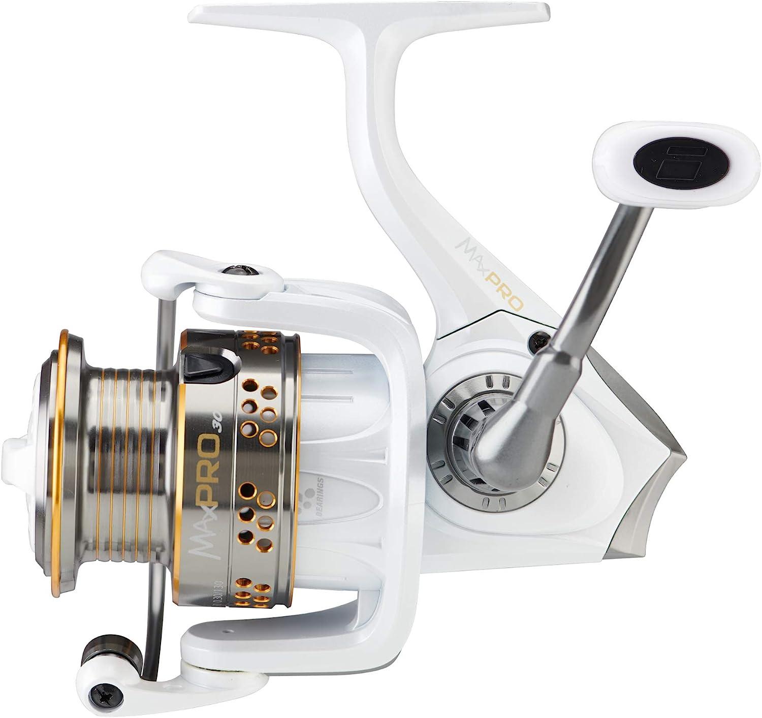 Abu Garcia Max Pro Spinning Reel, Size 60, Right/Left Handle Position,  Graphite Body, Corrosion-Resistant, Machined Aluminum Spool, Front Drag  System Max Pro (New Model) 10 - Box
