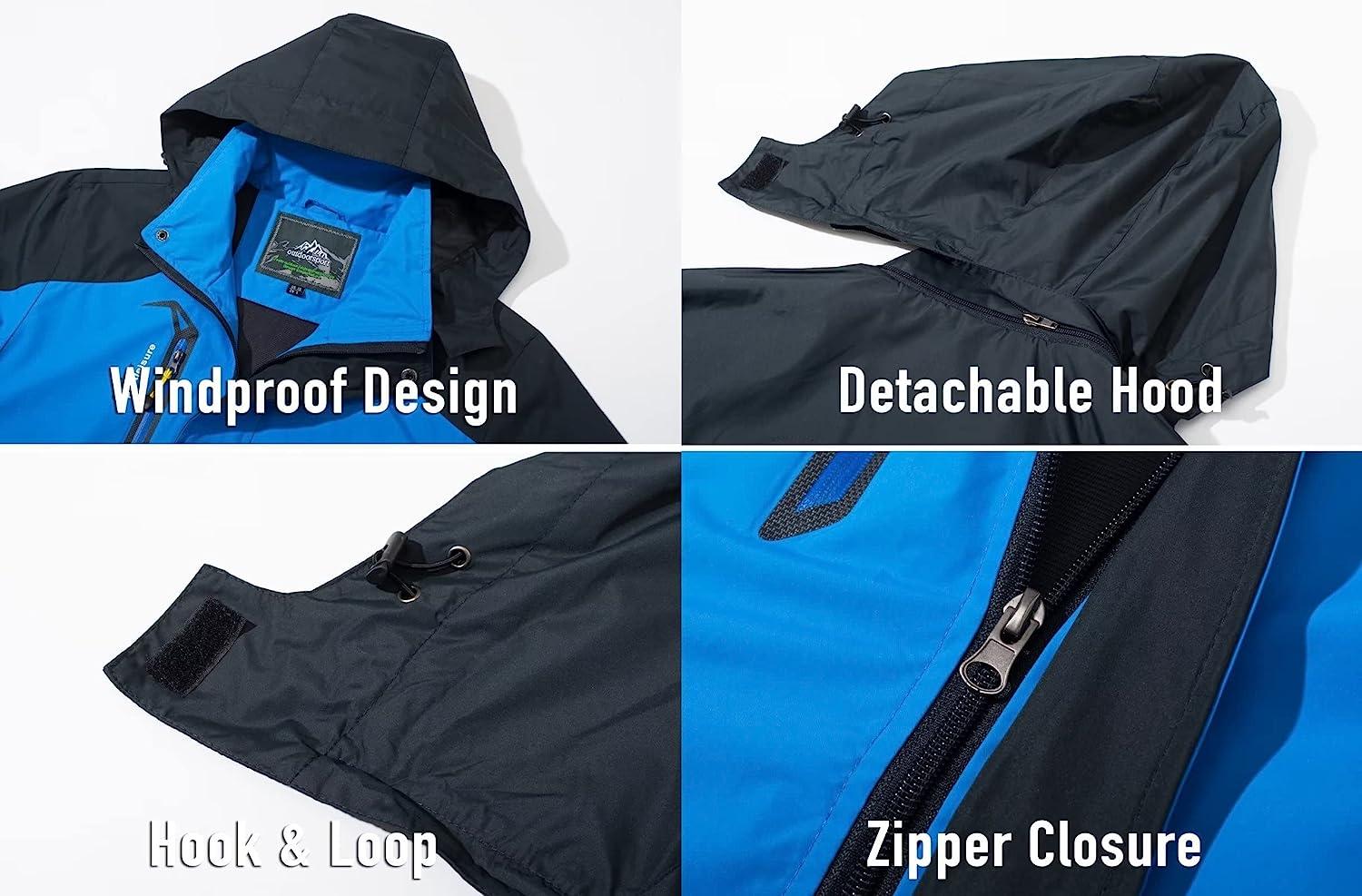 MAGCOMSEN Men's Hooded Windproof Water Resistant Rain Jacket