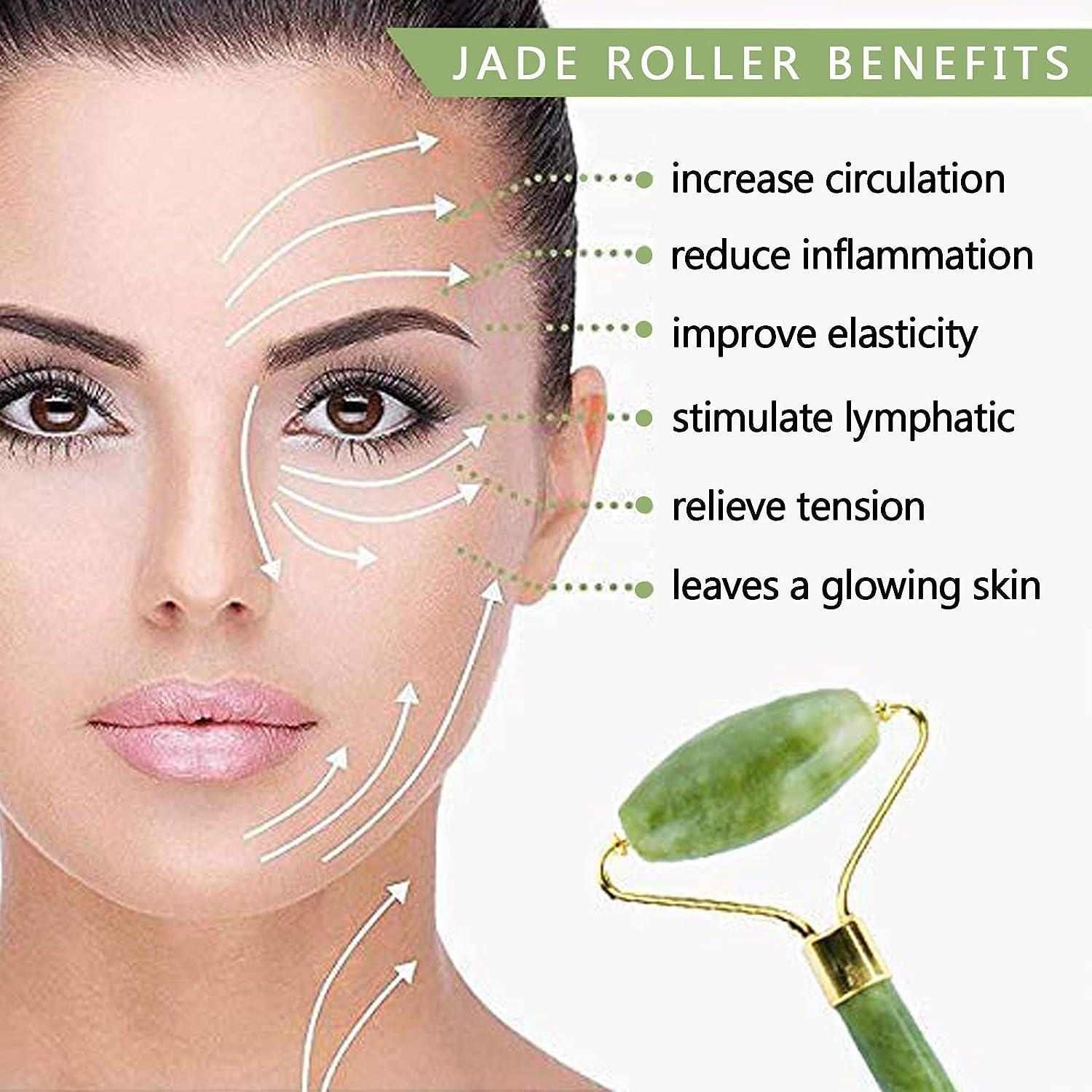 Jade Roller and Gua Sha Face Roller Jade Roller for Face & Gua Sha Set