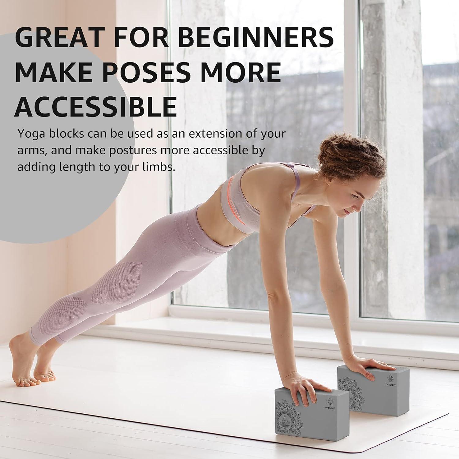 Yoga Blocks 9''x6''x3'', 4 Pack High Density Yoga Brick Foam Blocks to  Improve Strength, Flexibility and Balance, Light Weight and Non-Slip  Surface