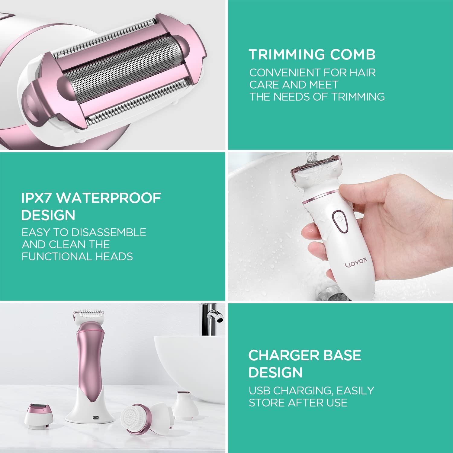 VOYOR Electric Razor for Women Rechargeable Shaver Wet Dry Painless