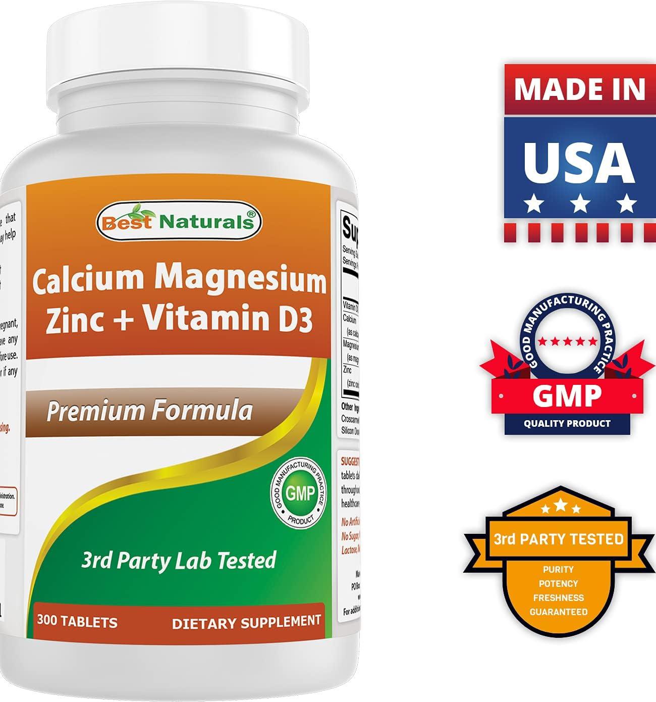 Best Naturals Calcium Magnesium Zinc with Vitamin D3 300 Tablets